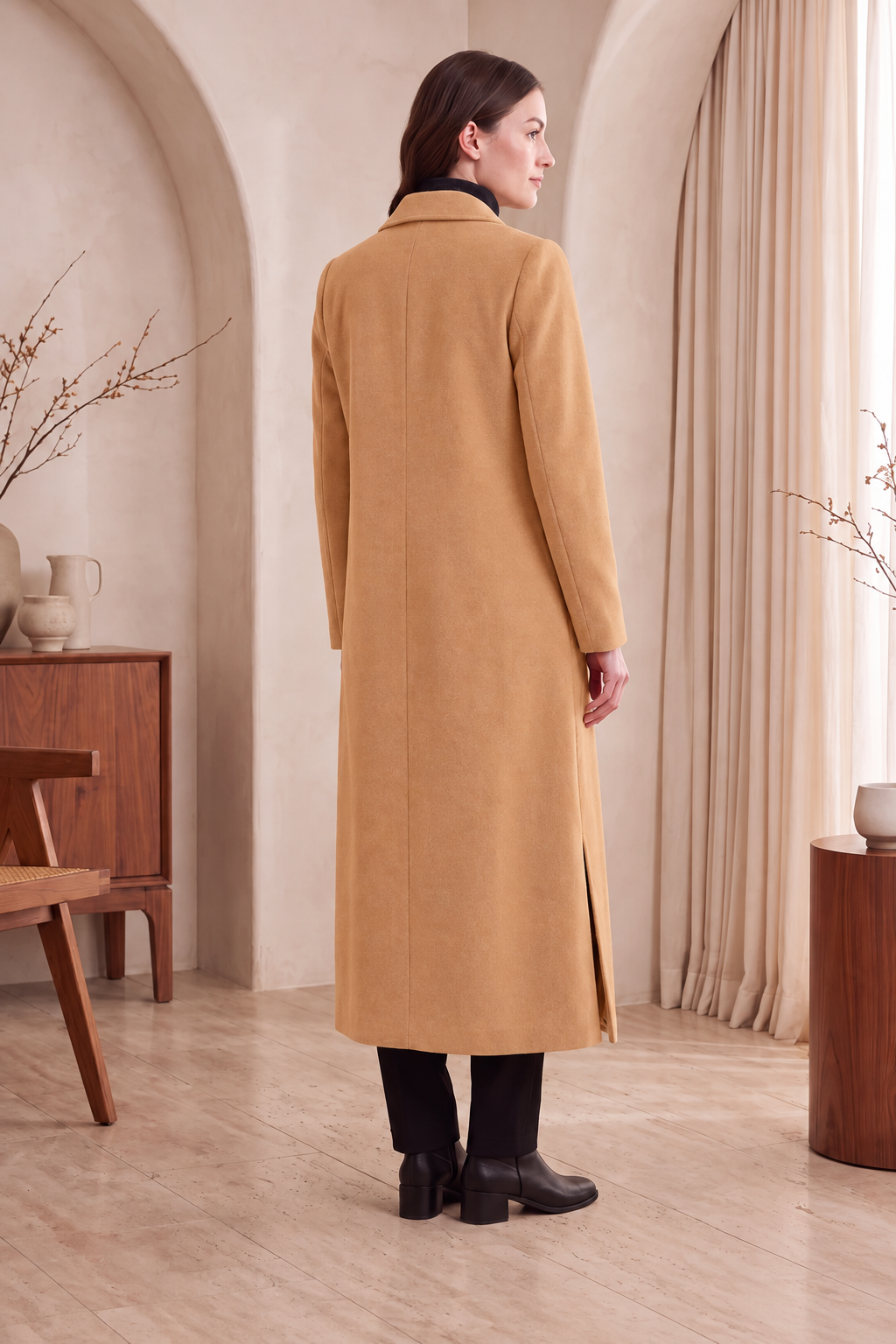 Women's Full Length Overcoat in Pure Cashmere