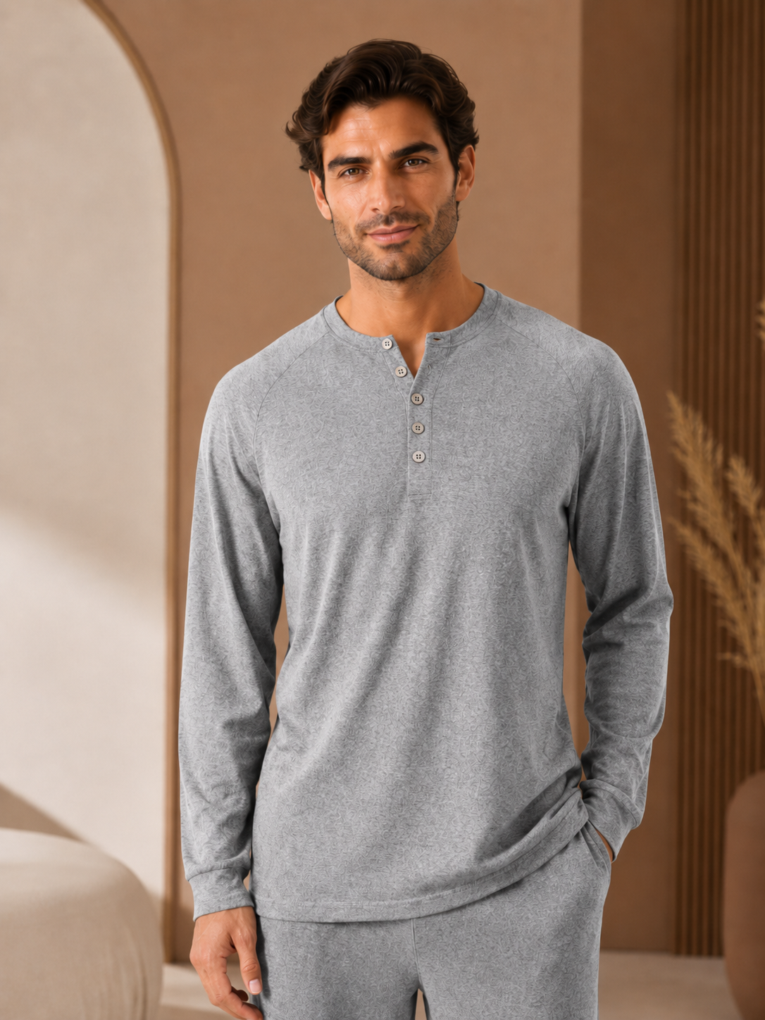 Unisex Trouser & Sweater Lounge Set in Pure Cashmere - Model Image 1