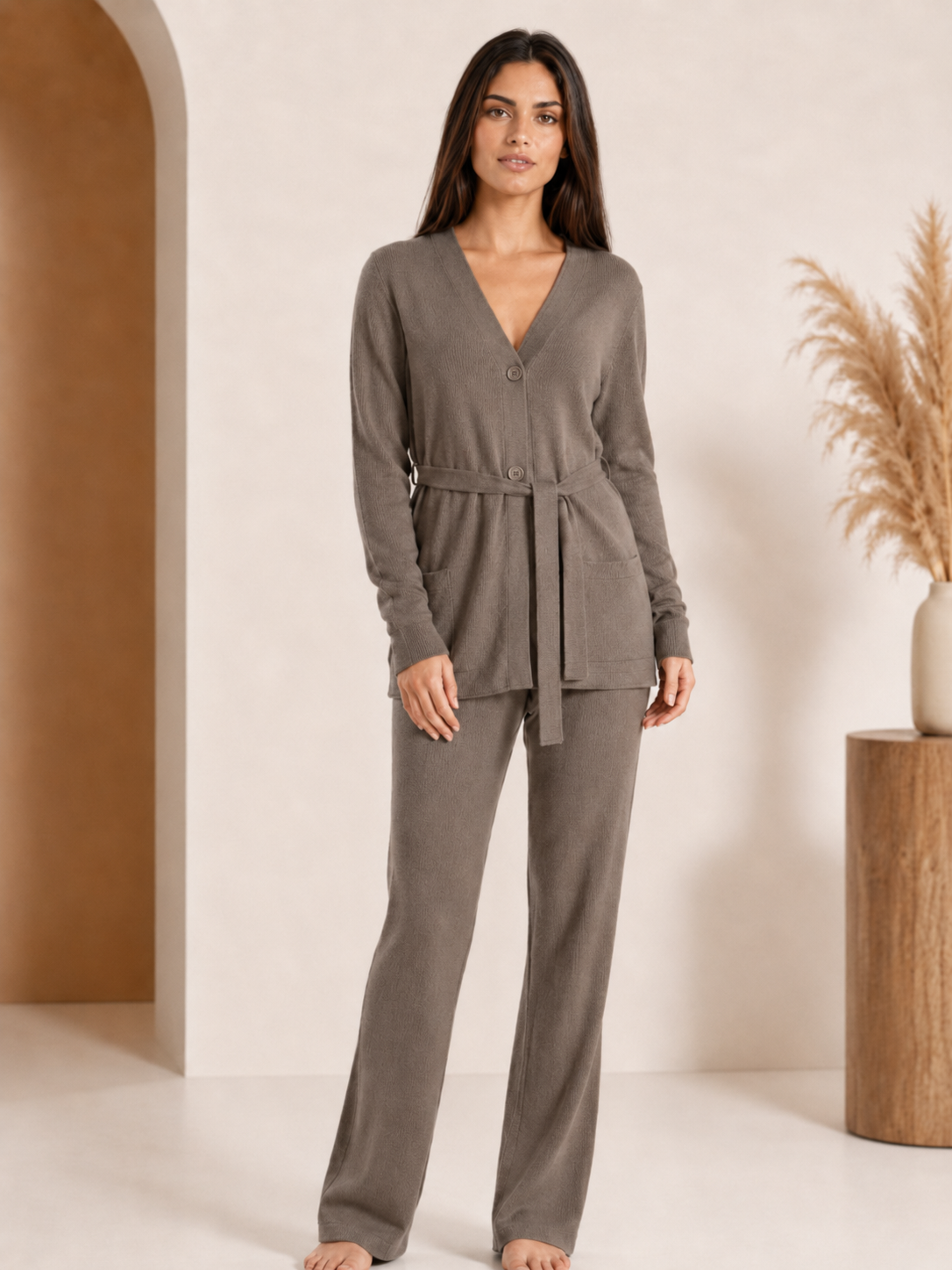 Pure Cashmere Lounge and Pajama Set for Women - Model Image 1