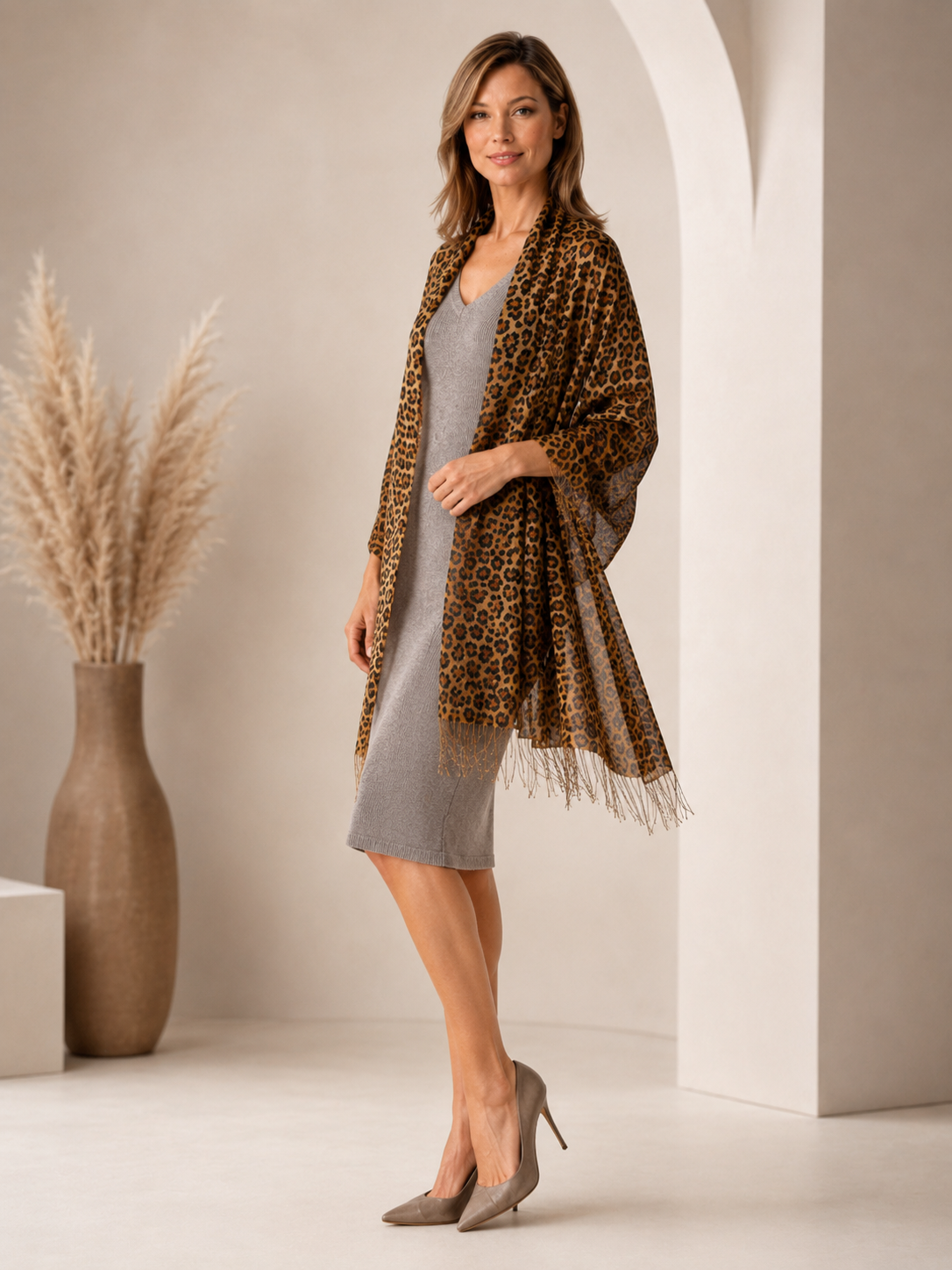 Cashmere Wrap in Animal Prints - Leopard