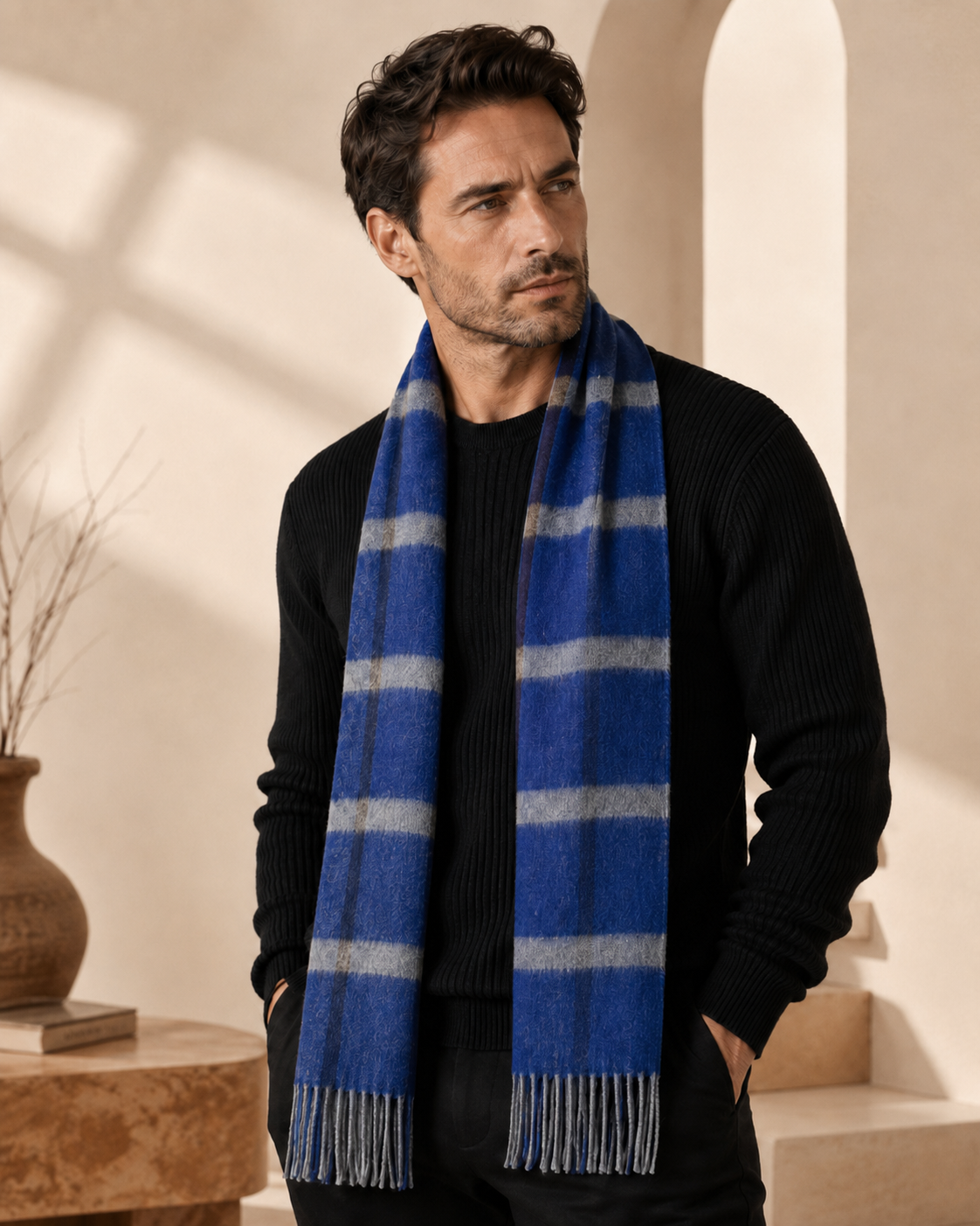 Pure Cashmere Unisex Checks Scarf