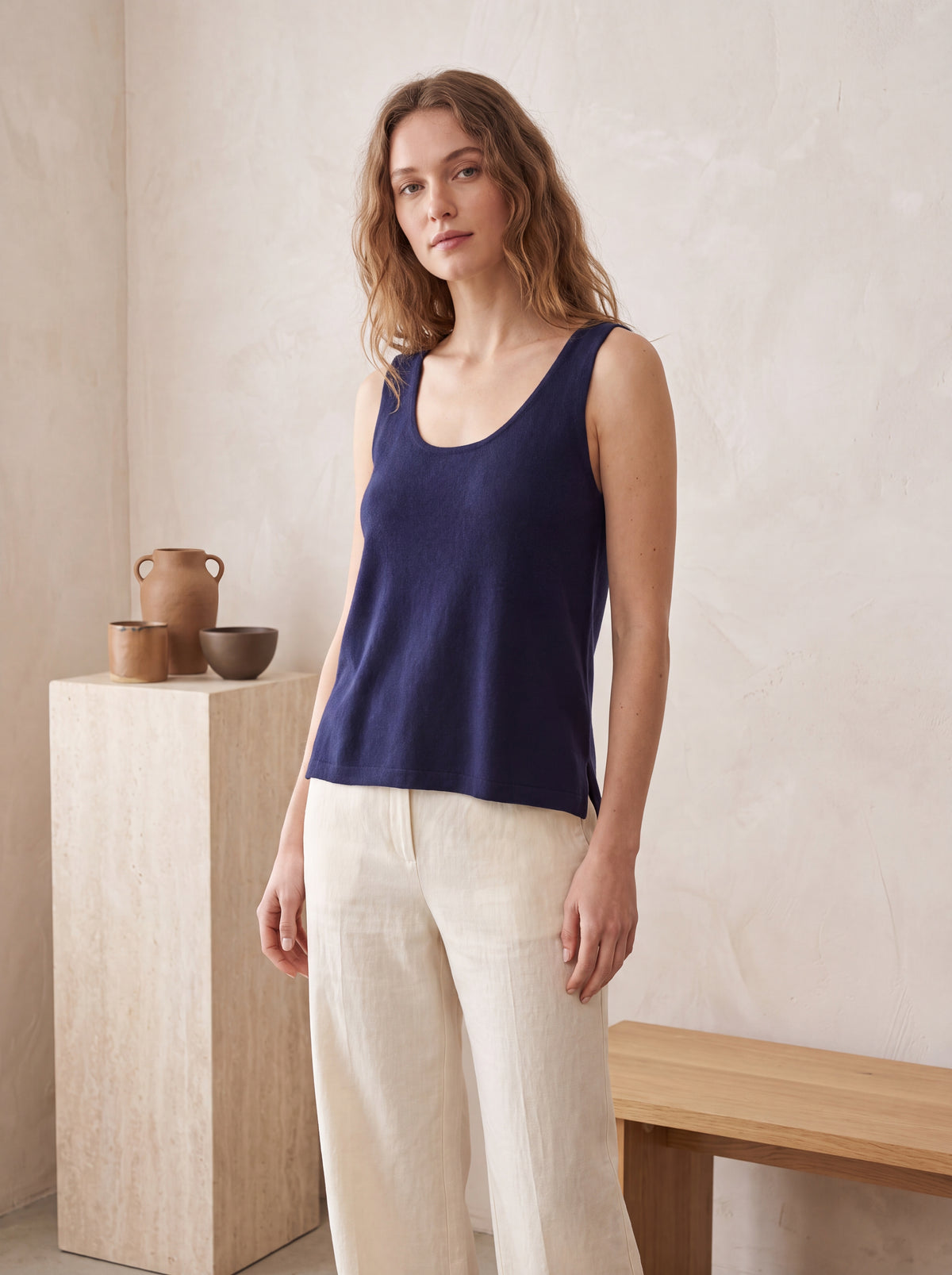 High Low Tank Top in Pure Cashmere