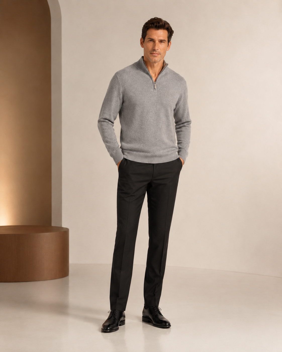 Men's Pure Cashmere Half Zip Sweater