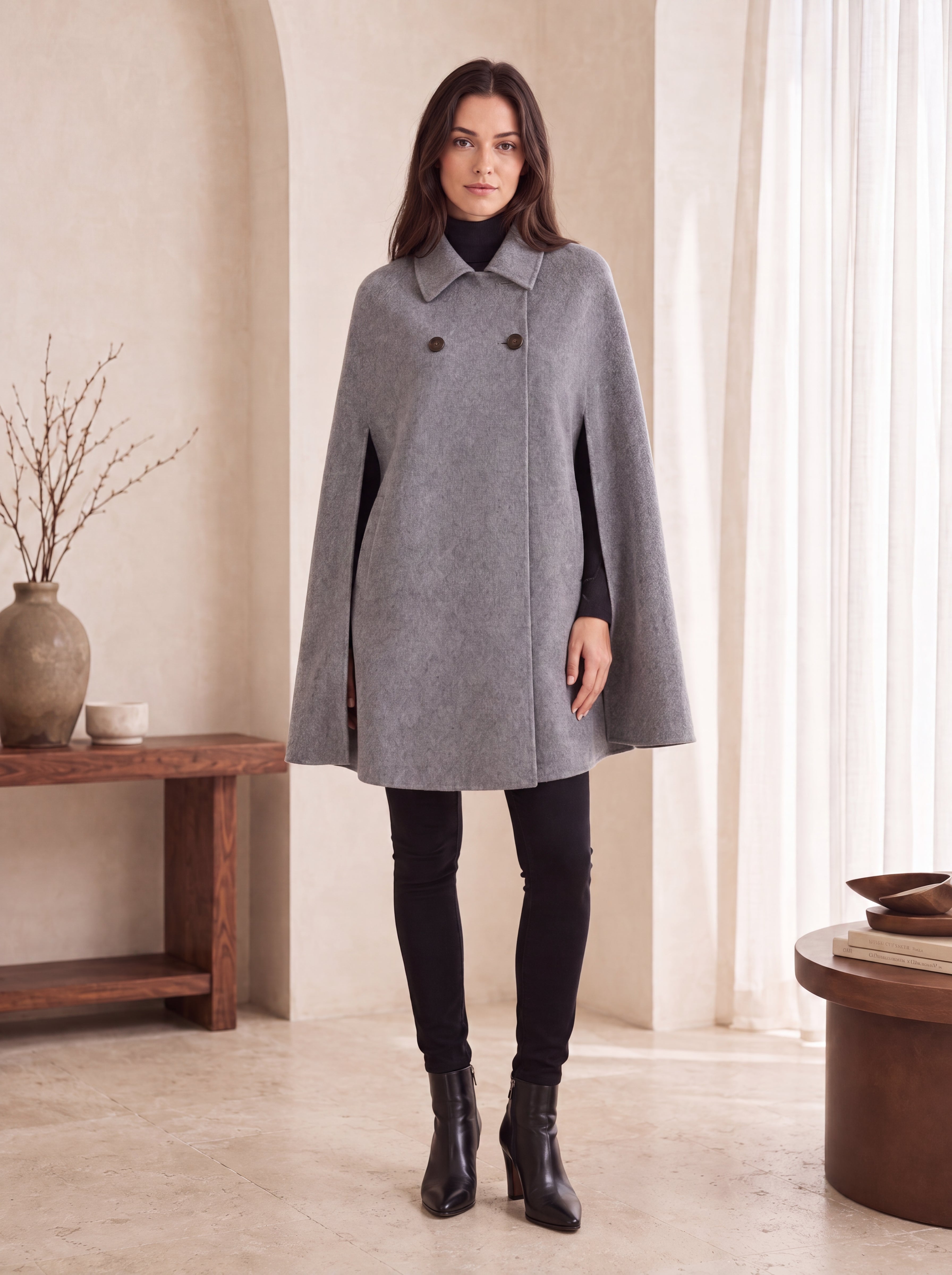 Pure Cashmere Cape Style Coat