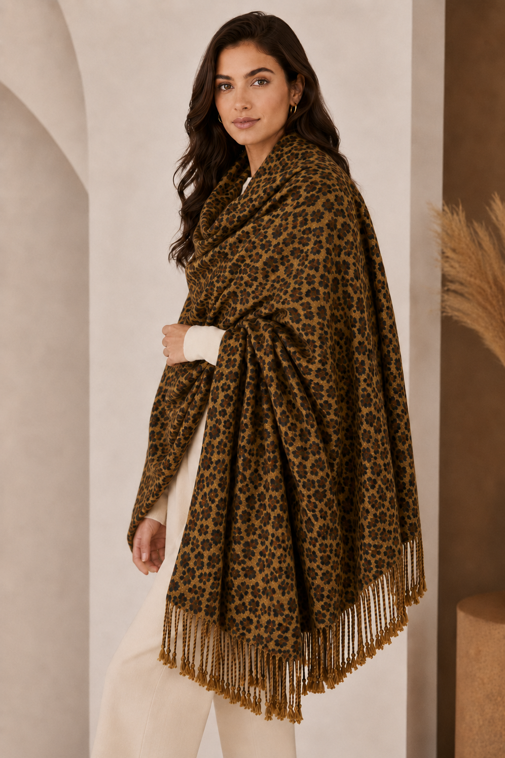 Leopard Print Cashmere Throw