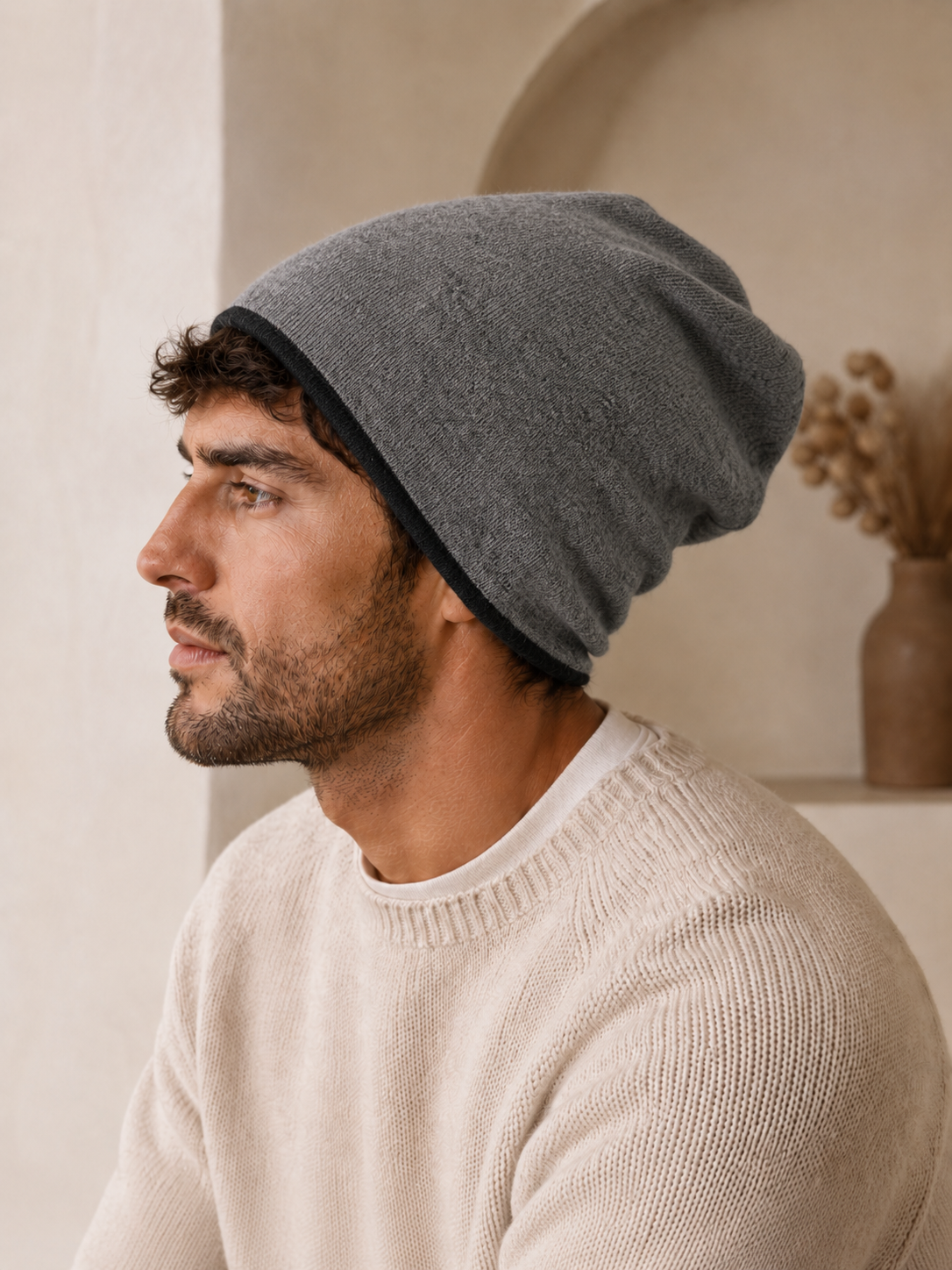 Pure Cashmere Reversible Toque Hat