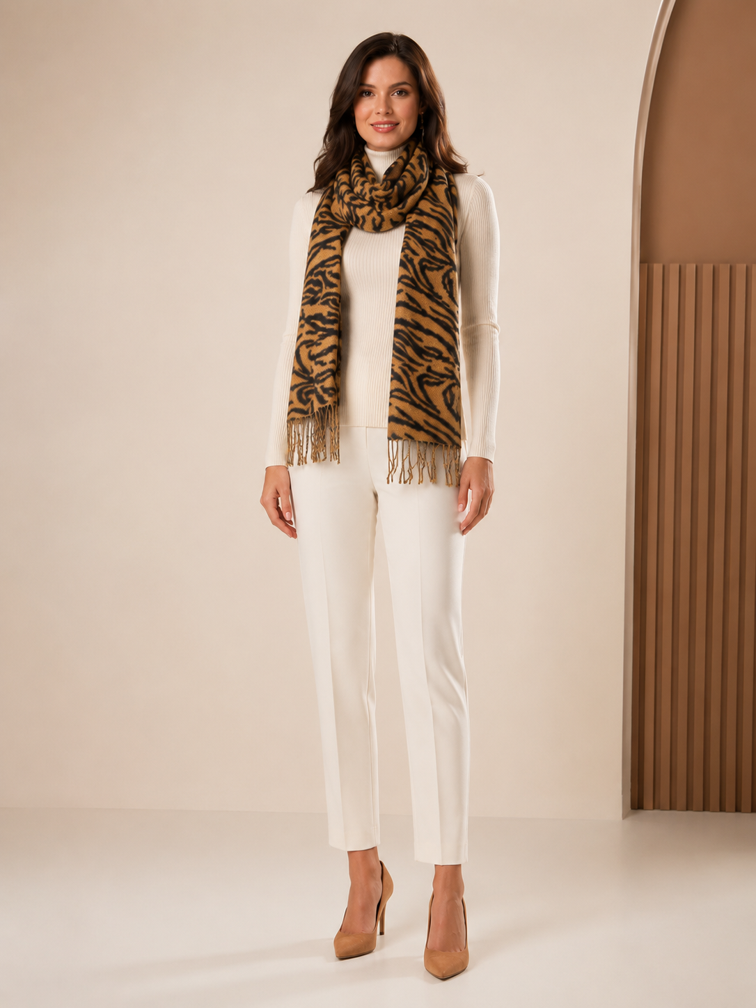 Cashmere Wrap in Tiger Print