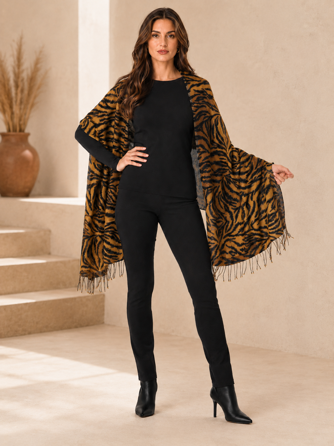 Tiger Print Cashmere Shawl