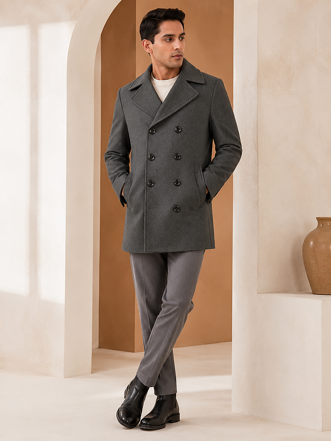 Men's Pure Cashmere Pea Coat