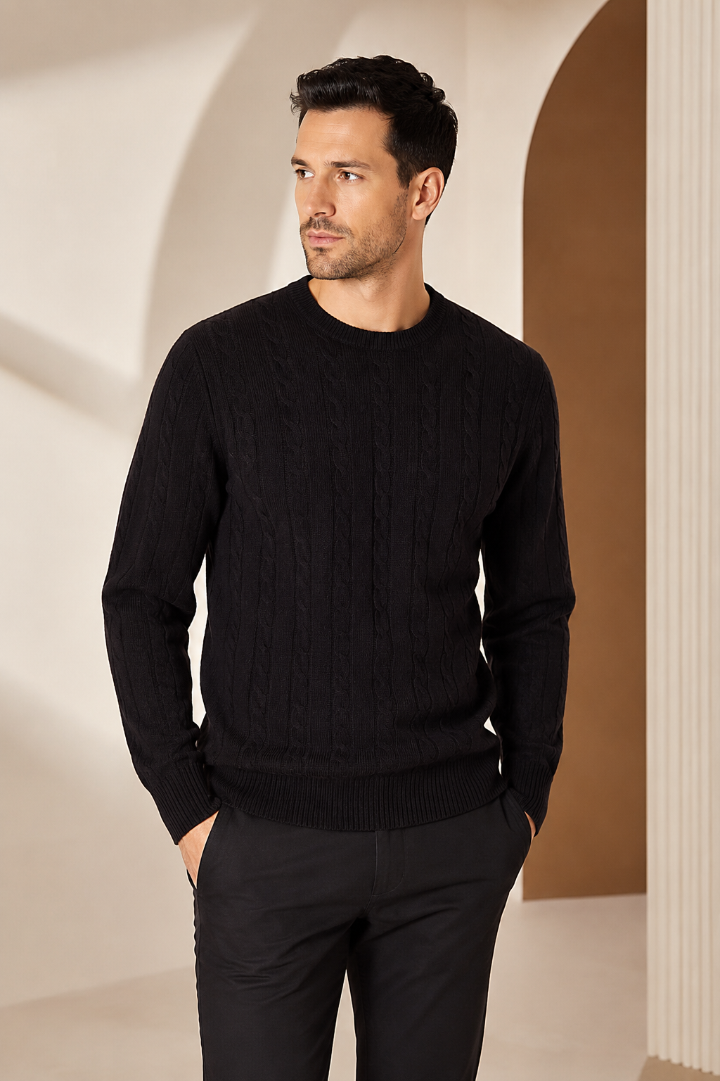 Men's Cable Cashmere Sweater