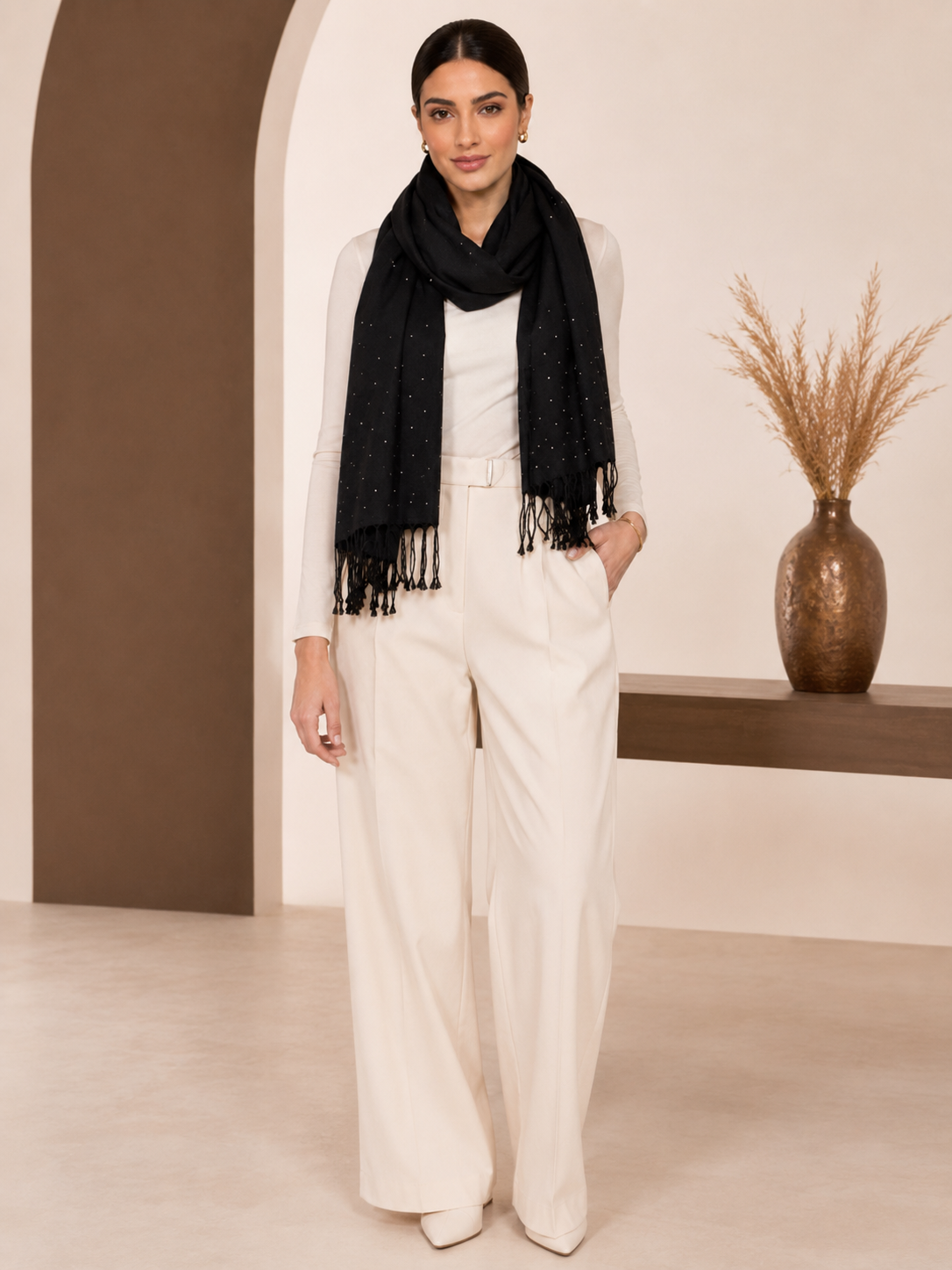 Pashmina Shawl with Swarovski Crystals - Galaxy