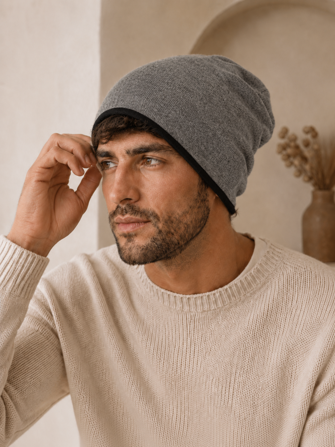 Pure Cashmere Reversible Toque Hat
