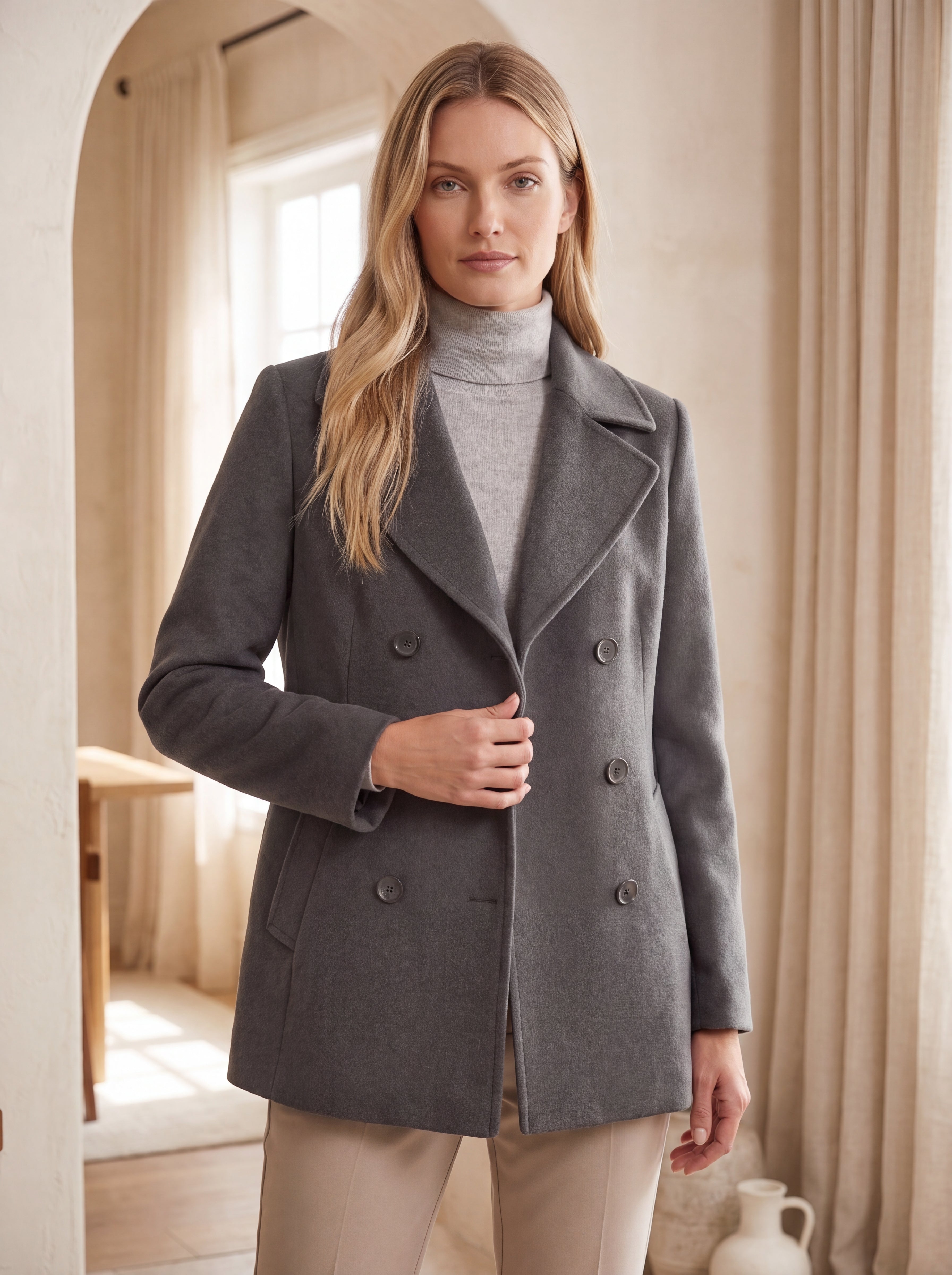 Women's Pure Cashmere Pea Coat