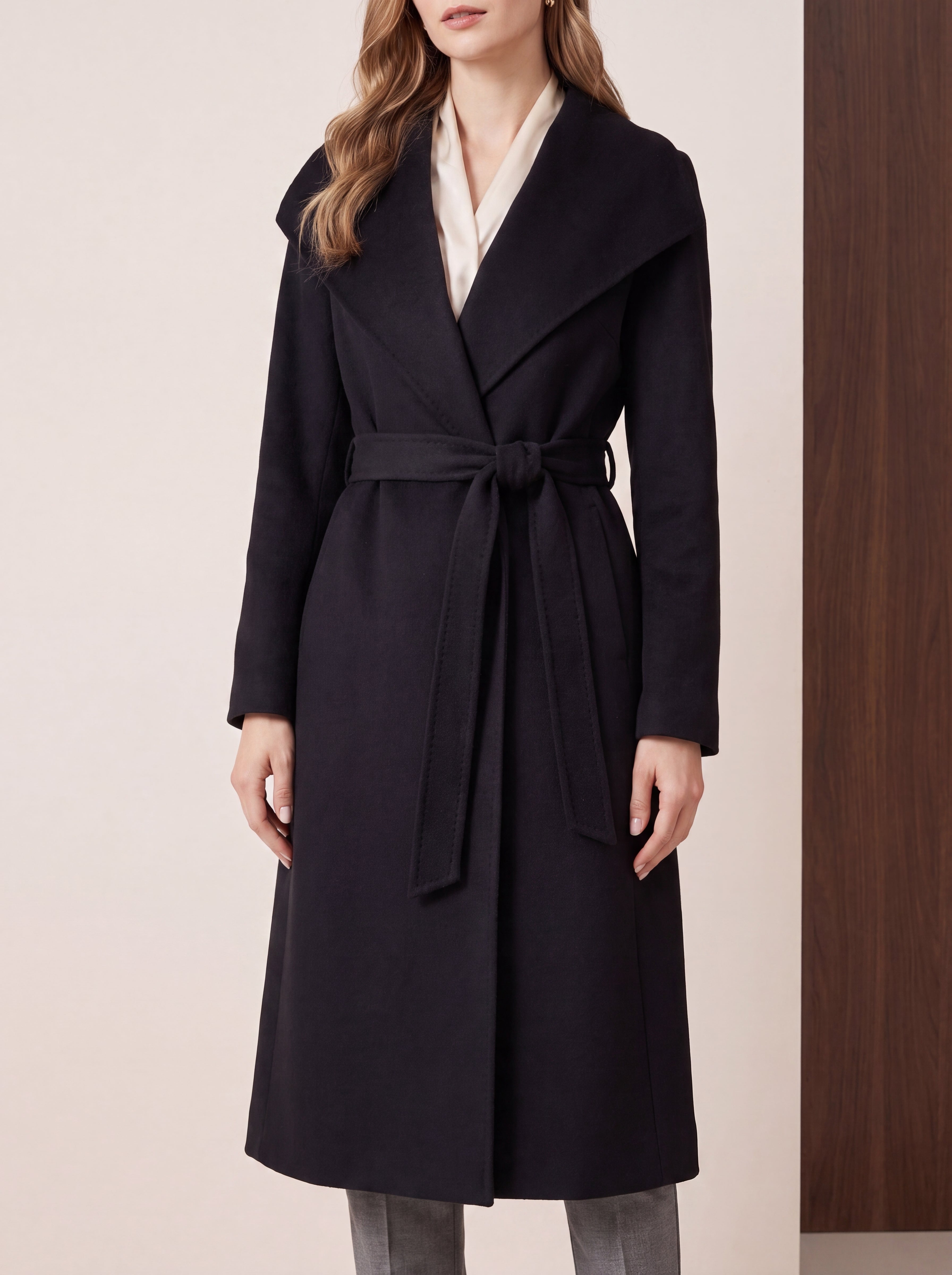 Full Length Belted Coat in Pure Cashmere
