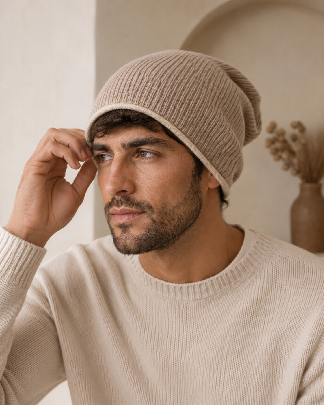Pure Cashmere Ribbed Toque Hat