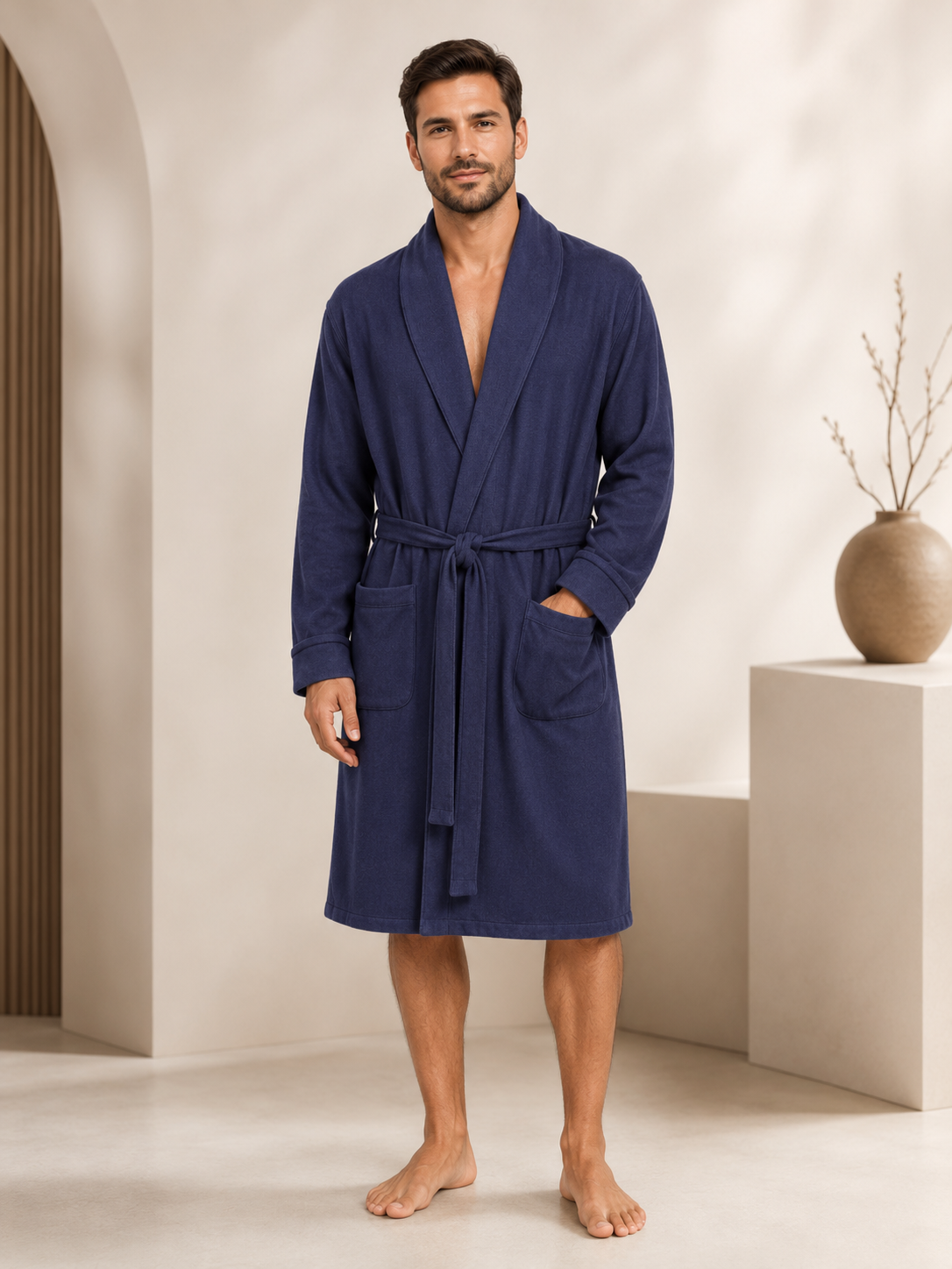 Pure Cashmere Knee Length Robe for Men