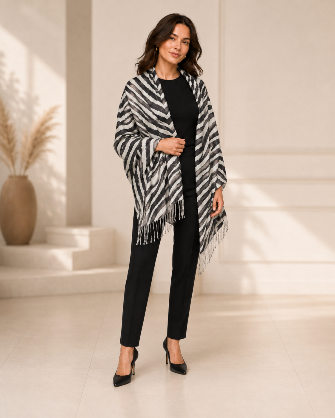 Cashmere Wrap in Animal Prints - Zebra