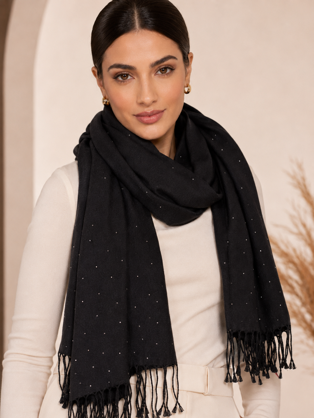 Pashmina Shawl with Swarovski Crystals - Galaxy