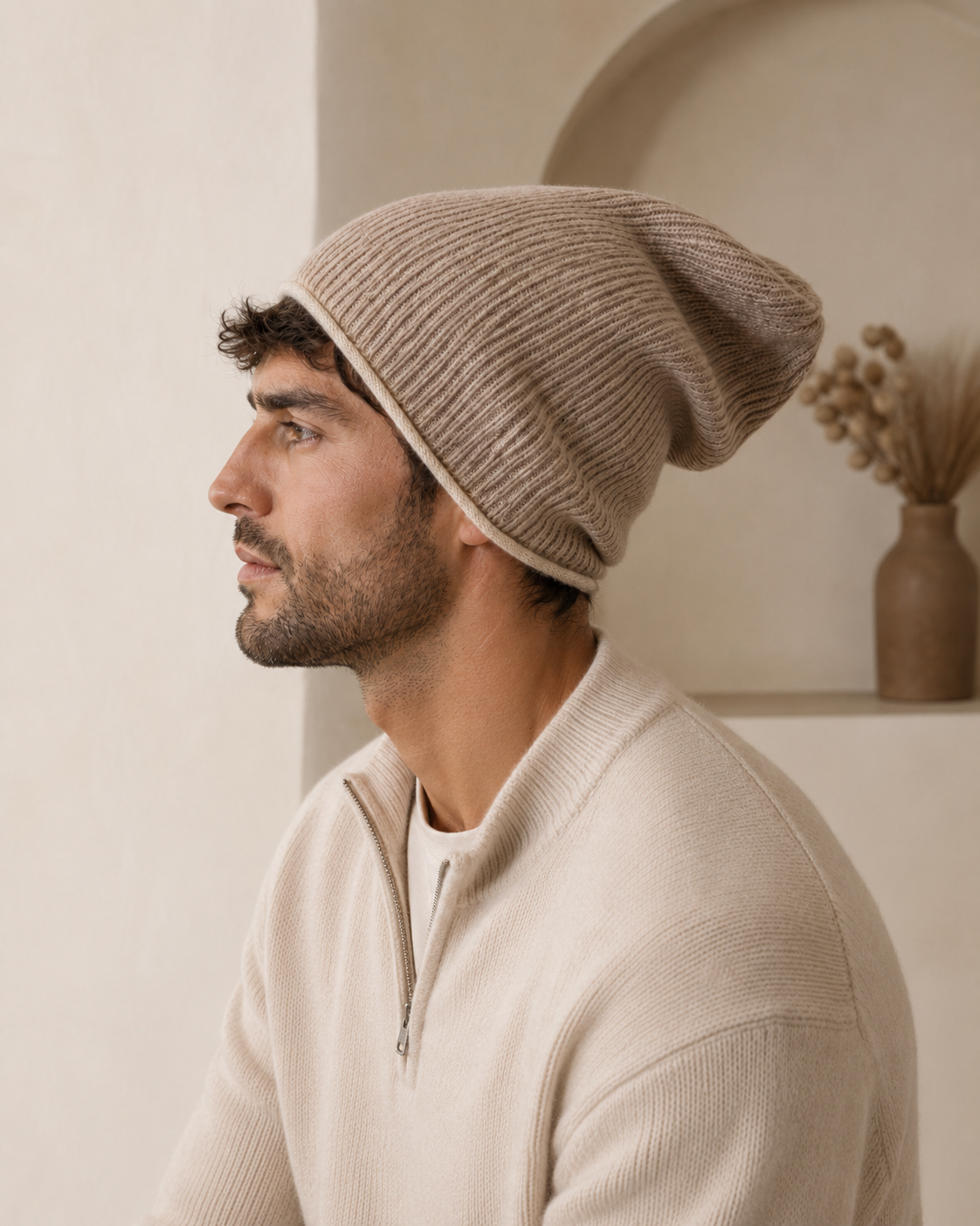 Pure Cashmere Ribbed Toque Hat