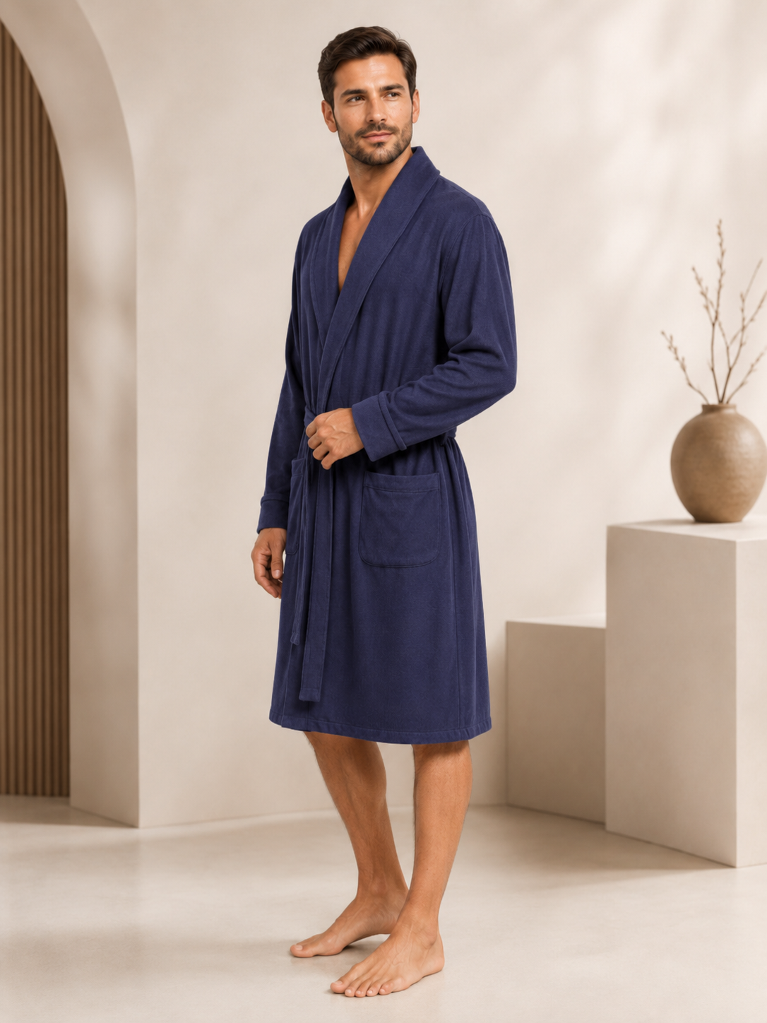 Pure Cashmere Knee Length Robe for Men