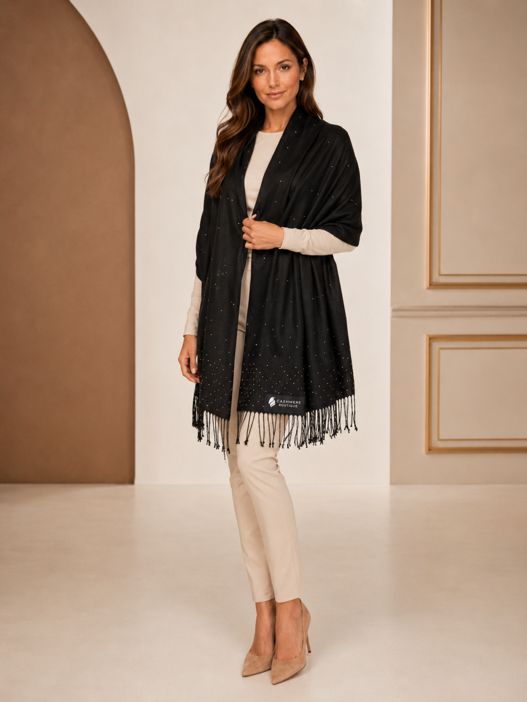 Cashmere Wrap with Swarovski Crystals - Galaxy