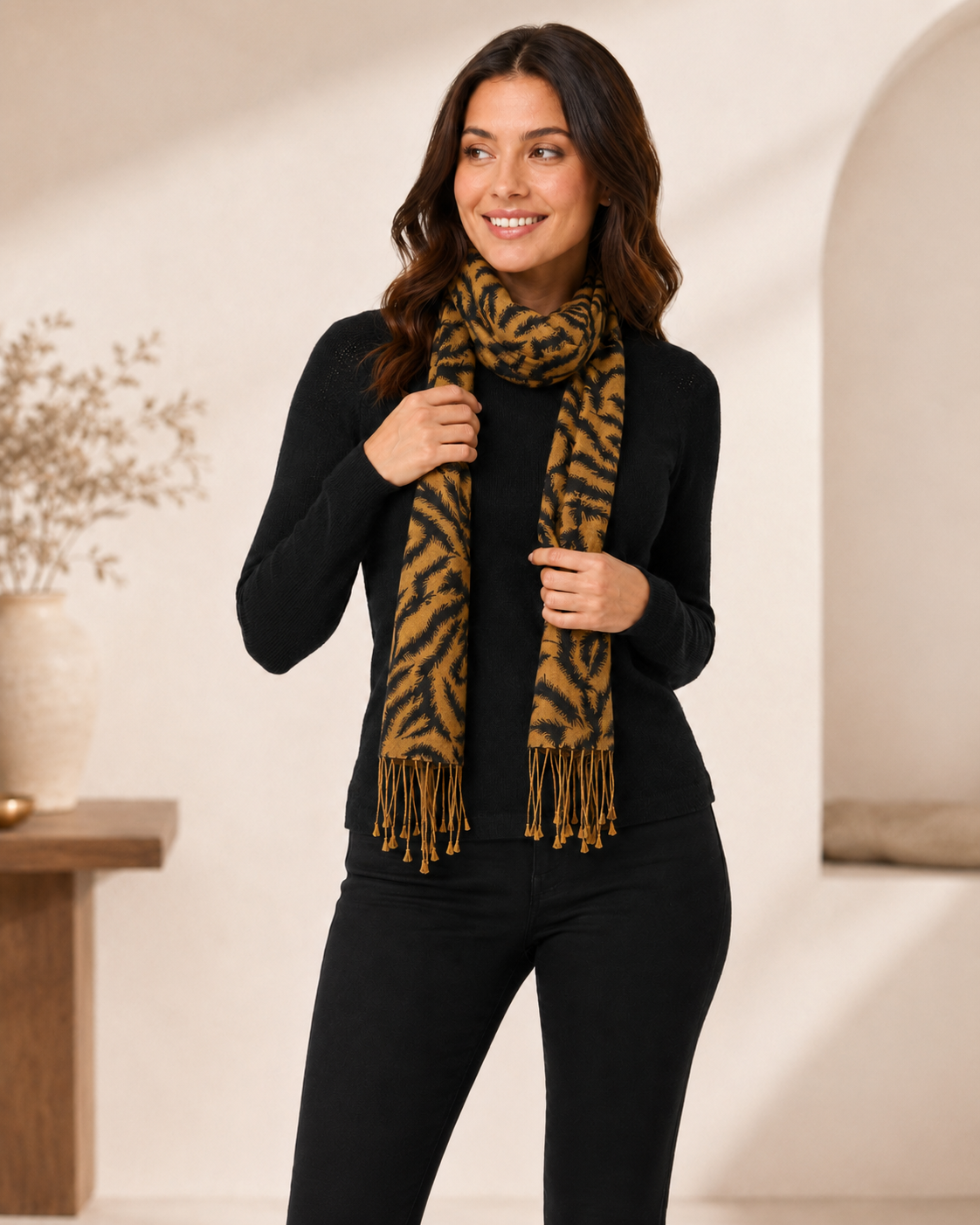 Tiger Print Cashmere Scarf