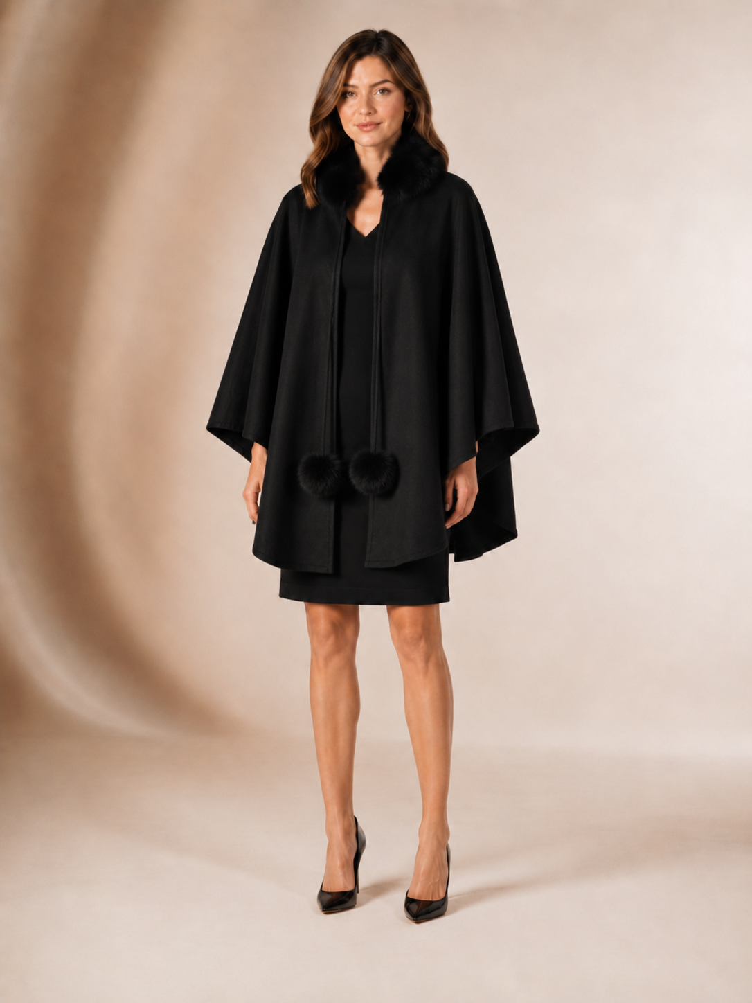 Women's Cashmere Cape with Fox Fur