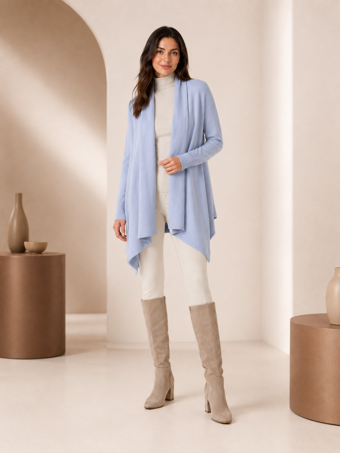 Pure Cashmere Shawl with Sleeves