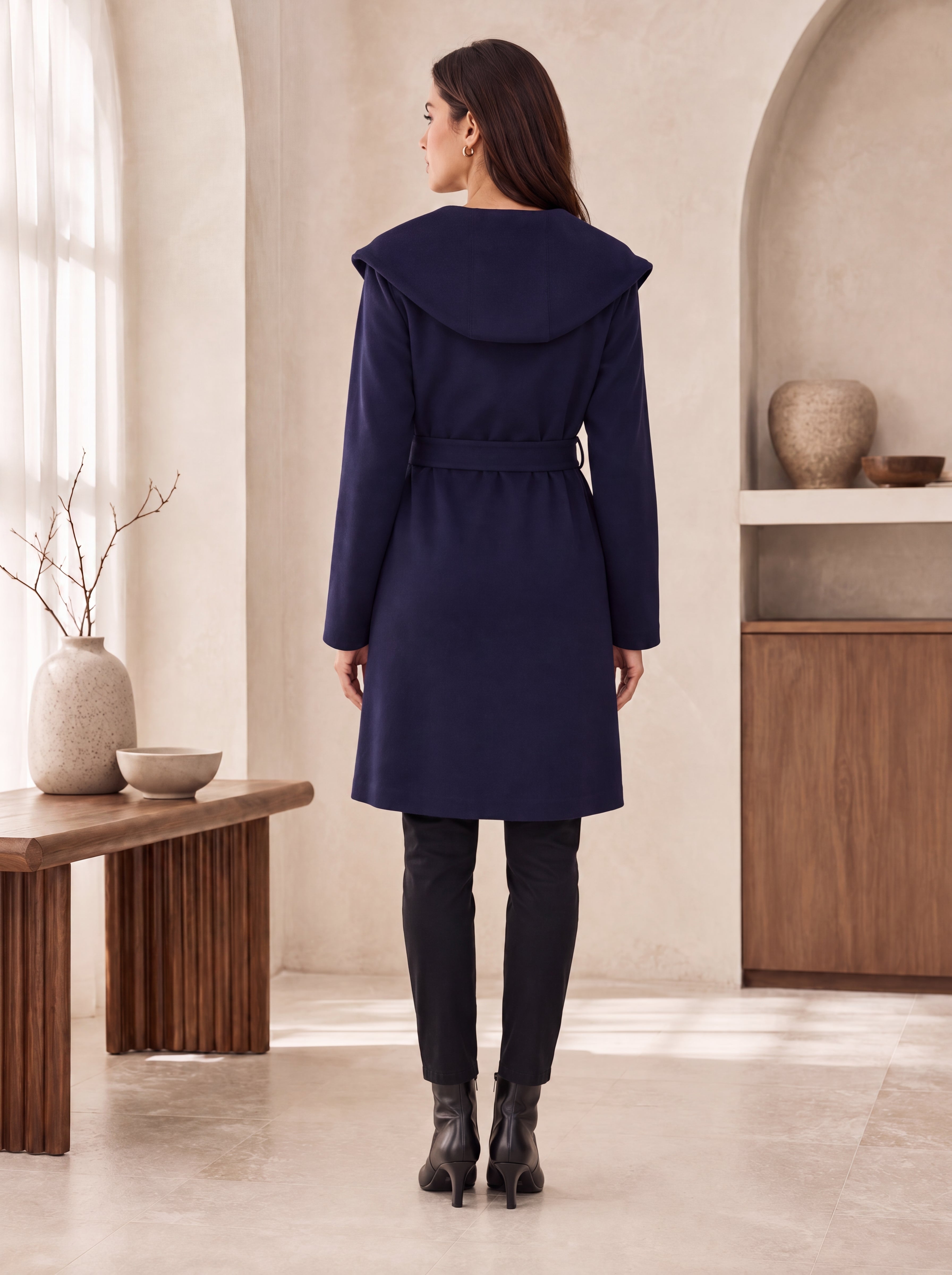 Pure Cashmere Hooded Coat for Women