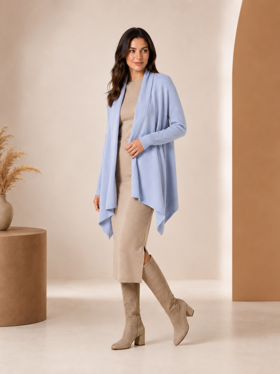 Pure Cashmere Shawl with Sleeves