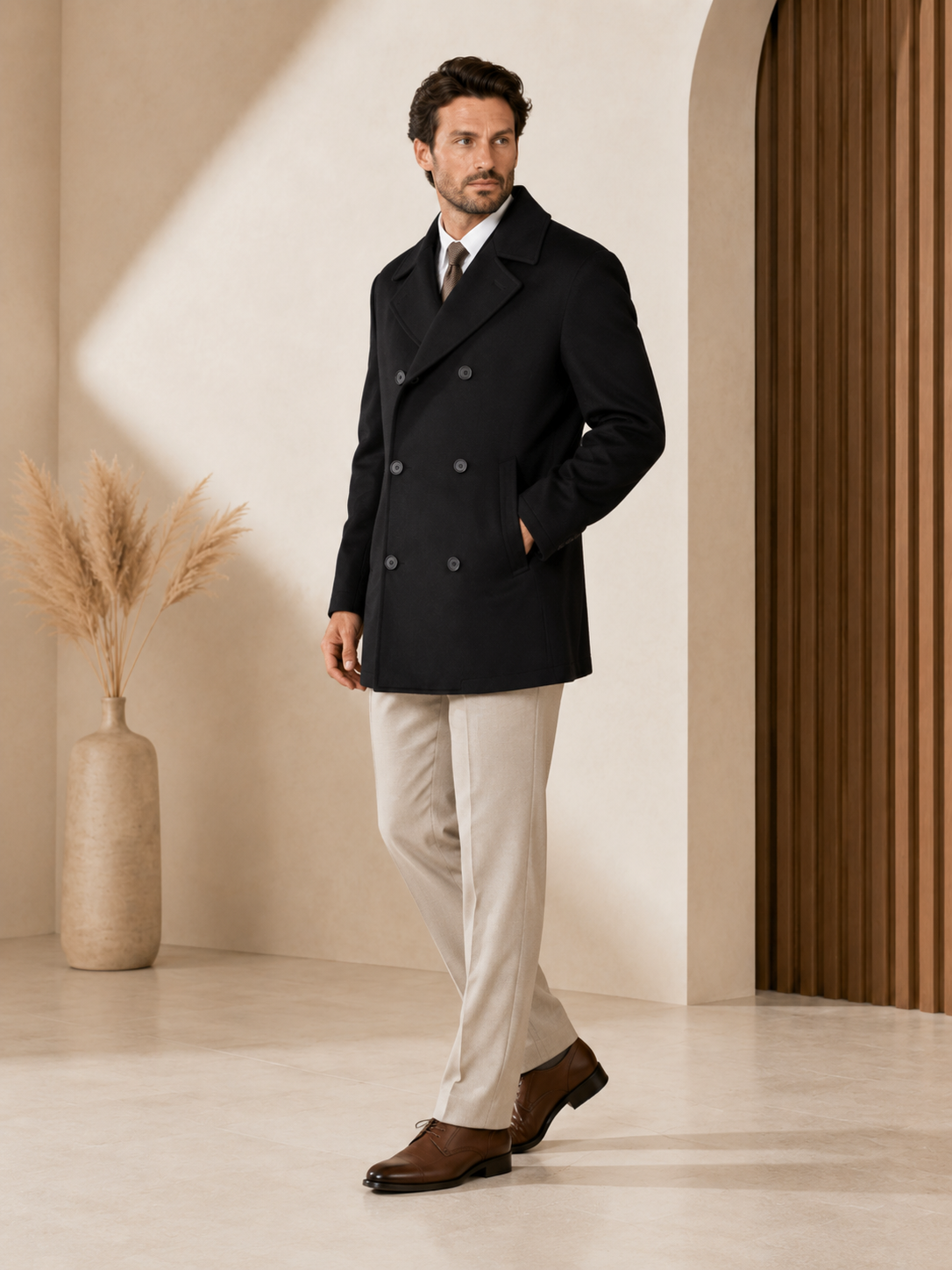 Men's Cashmere Pea Coat