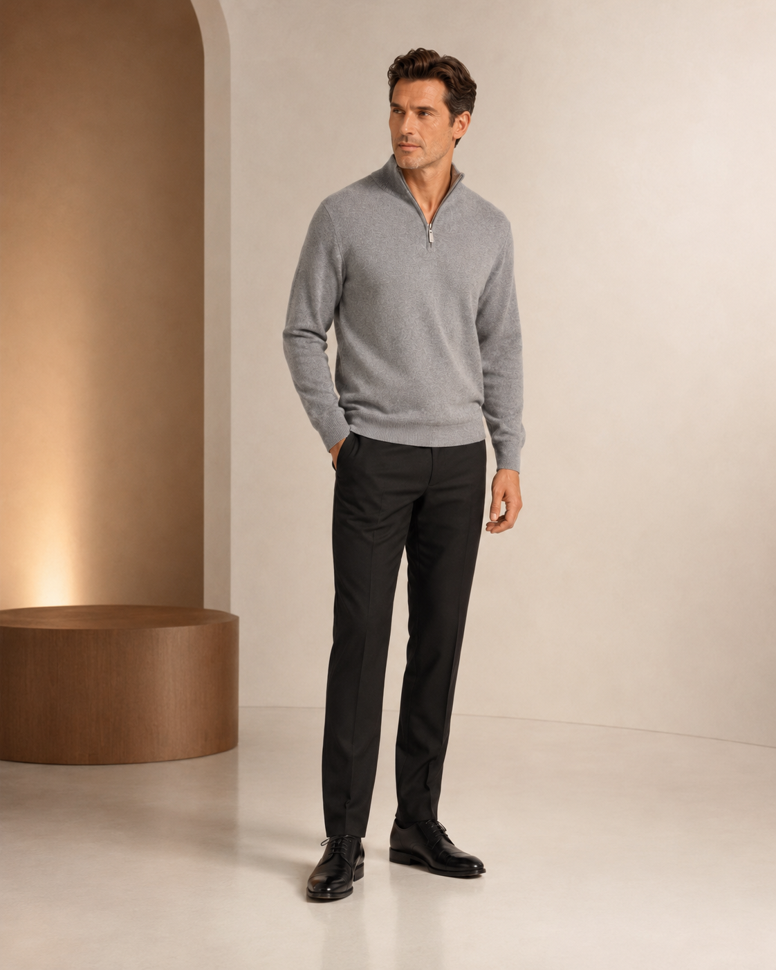 Men's Pure Cashmere Half Zip Sweater