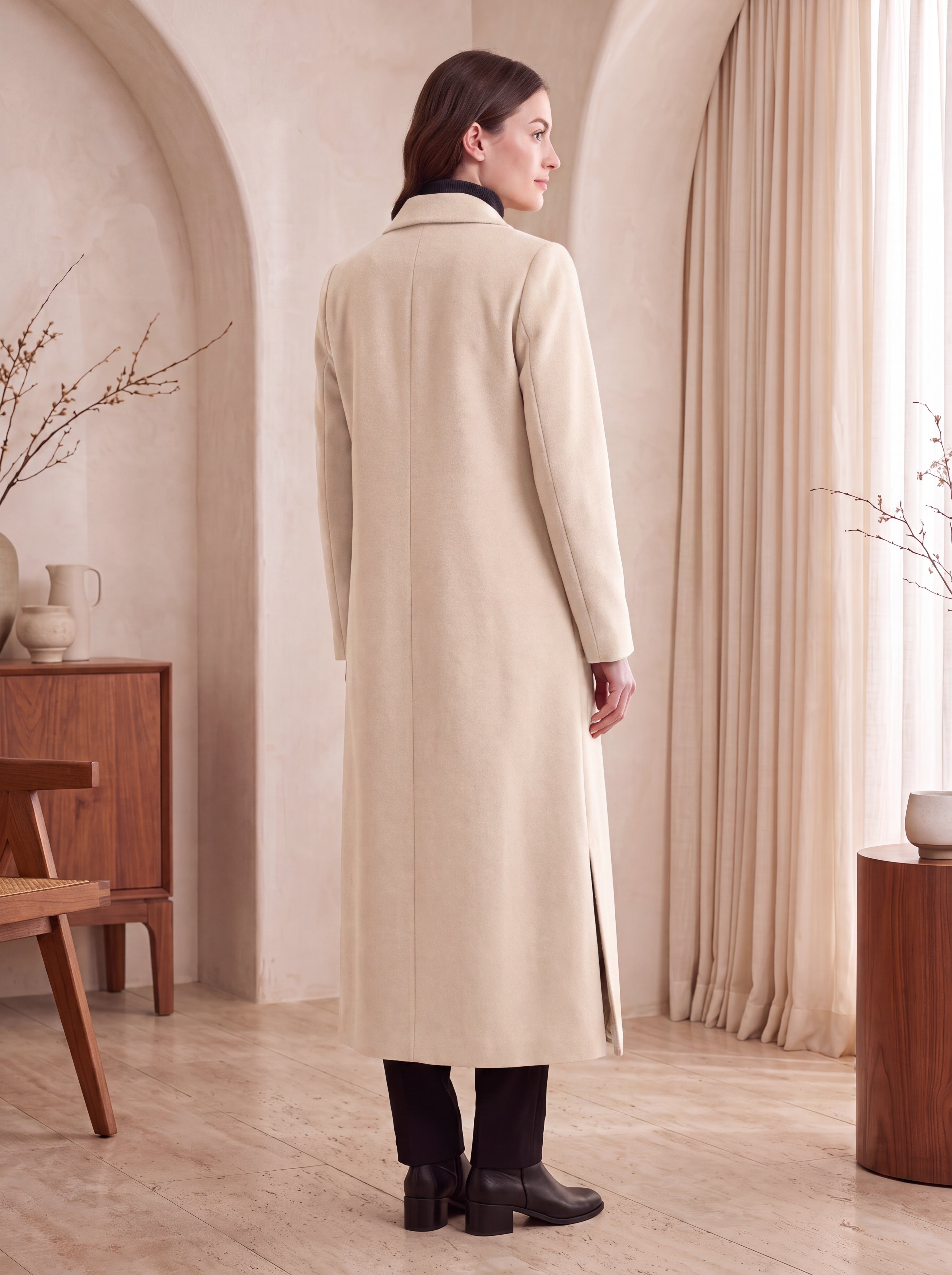 Women's Full Length Overcoat in Pure Cashmere