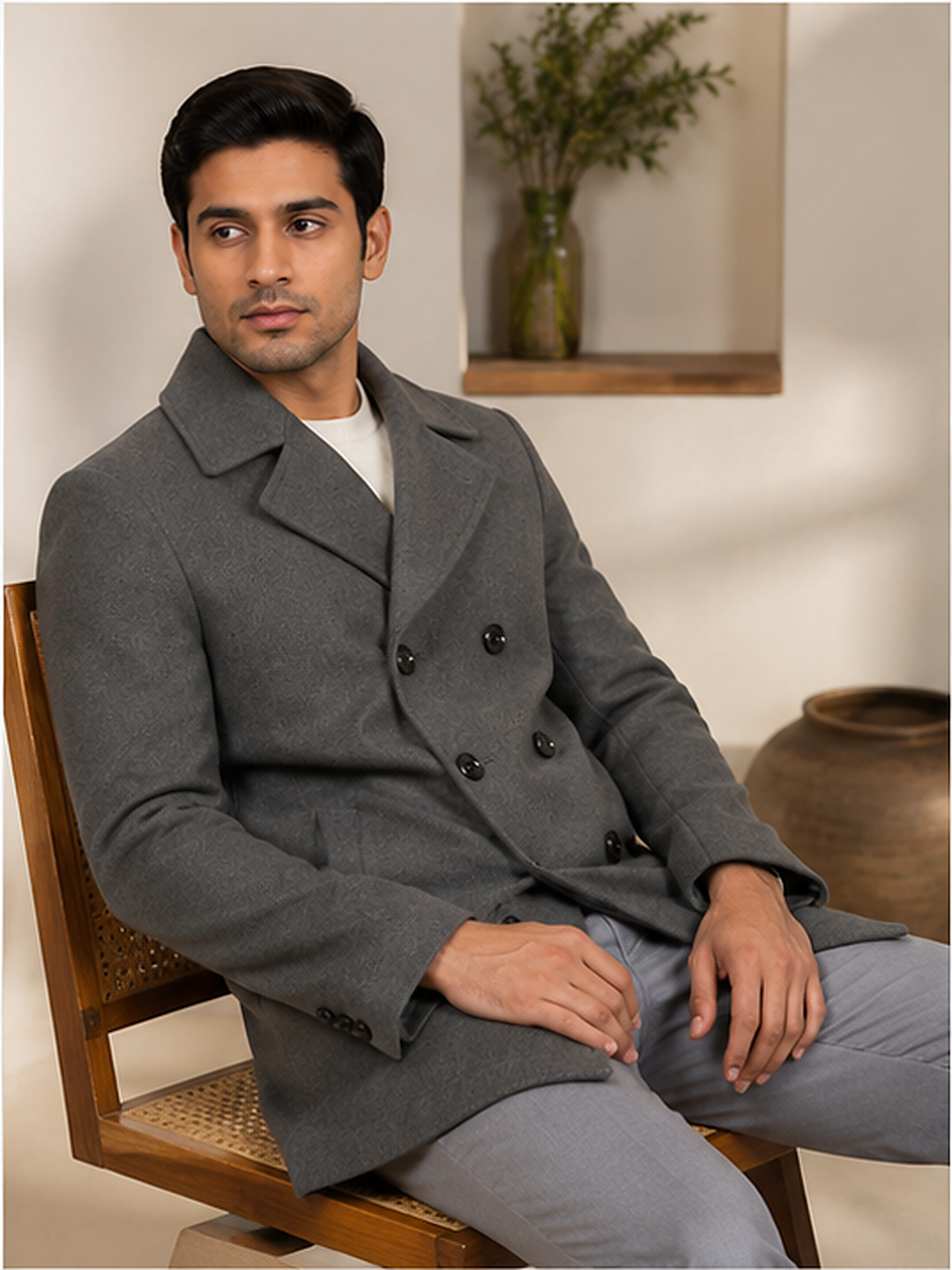 Men's Pure Cashmere Pea Coat