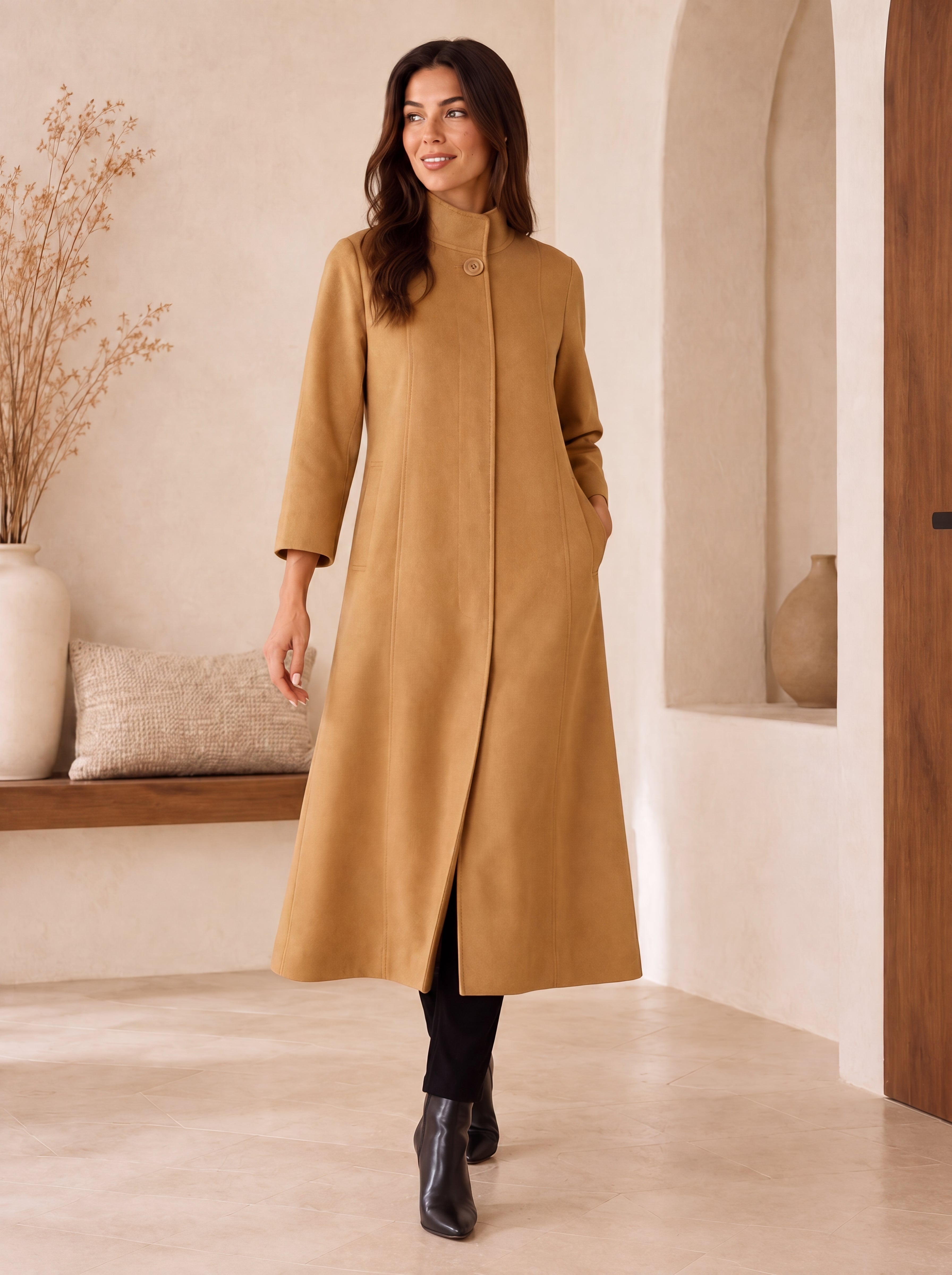 Cashmere Blend Full Length Overcoat for Women