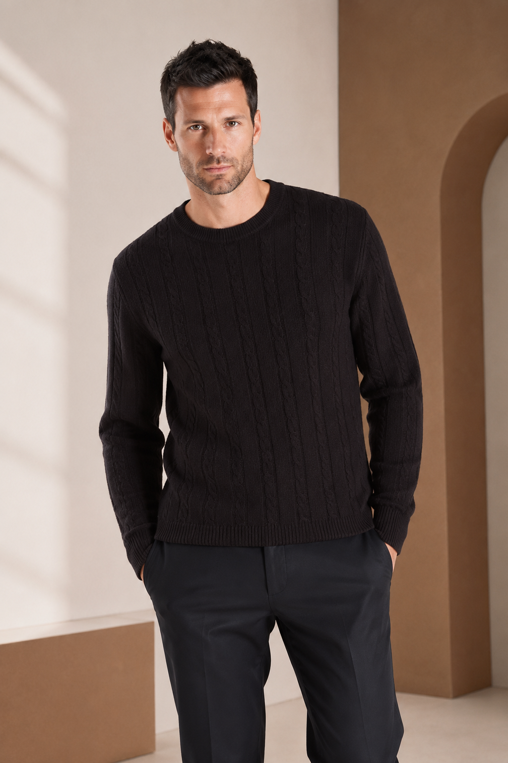 Men's Cable Cashmere Sweater