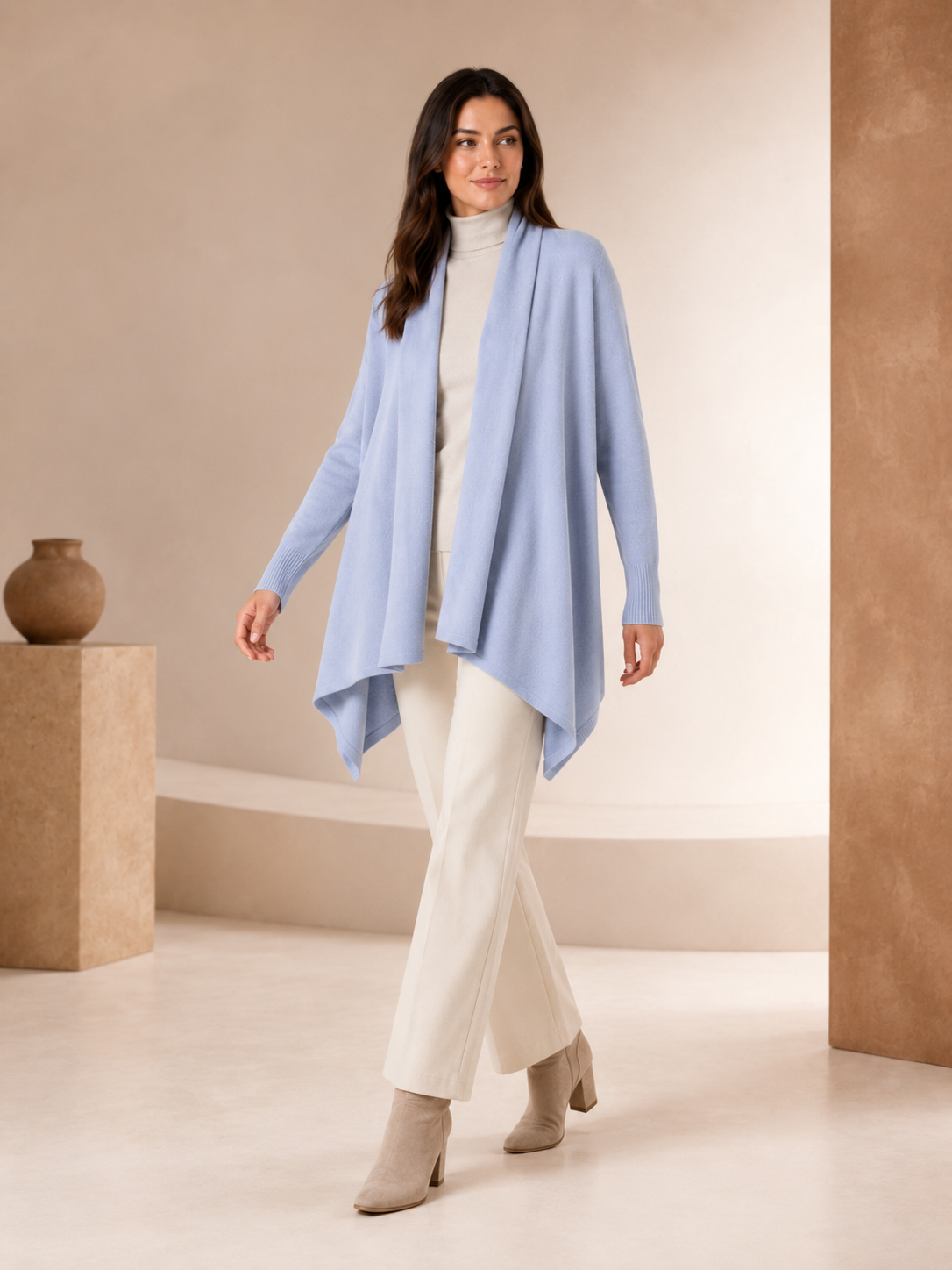 Pure Cashmere Shawl with Sleeves