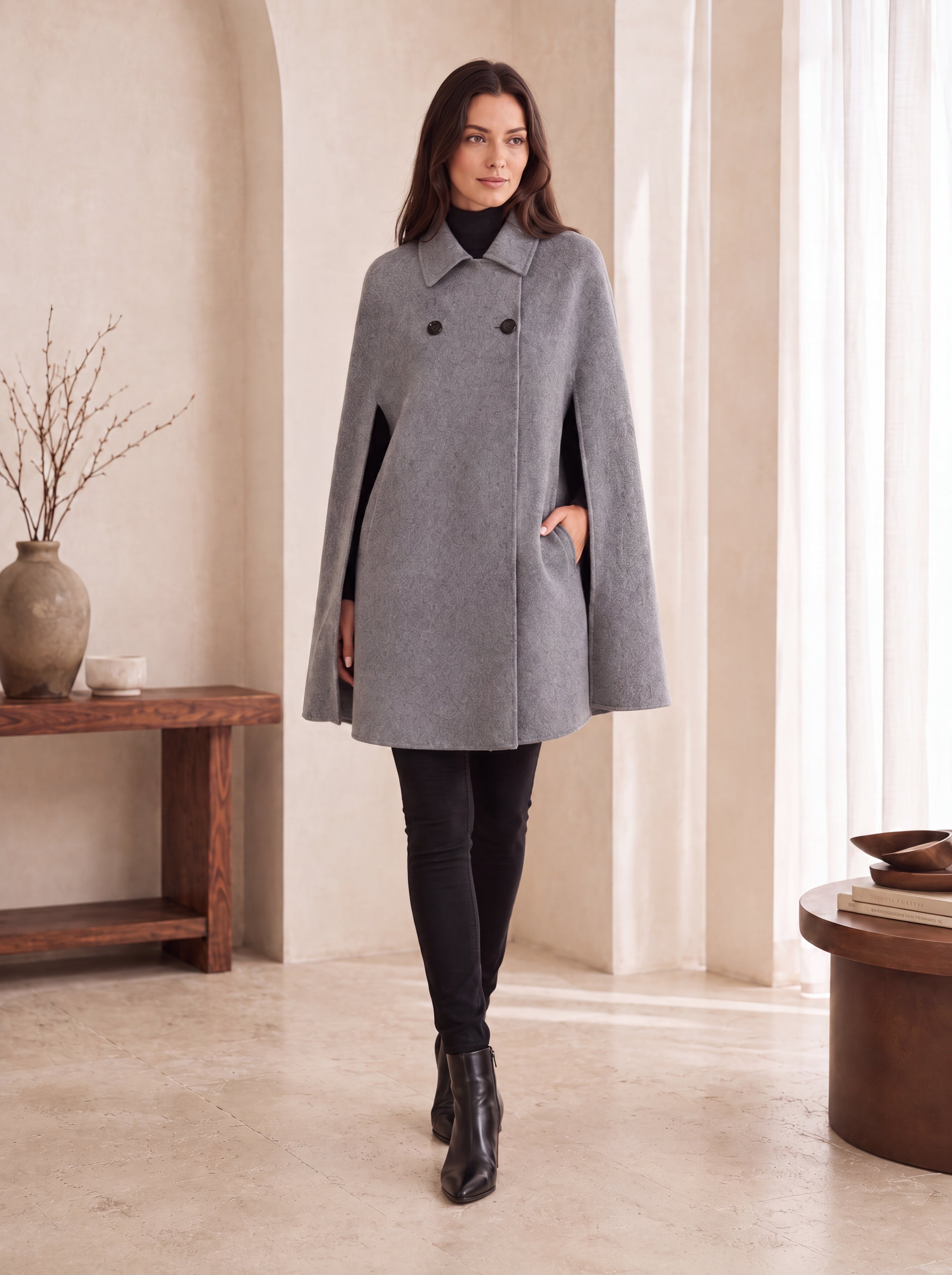 Pure Cashmere Cape Style Coat