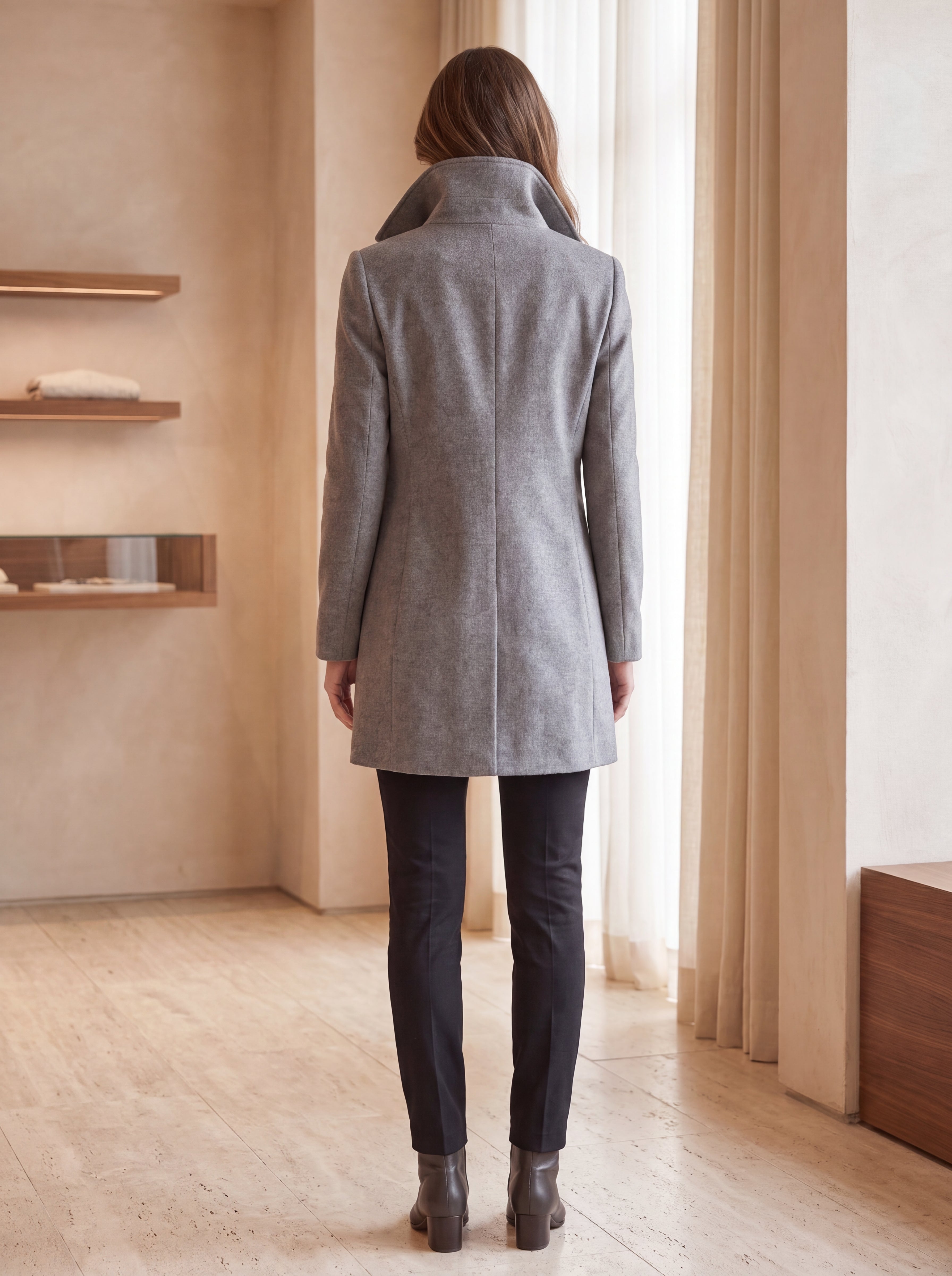 Short Funnel Coat in Pure Cashmere