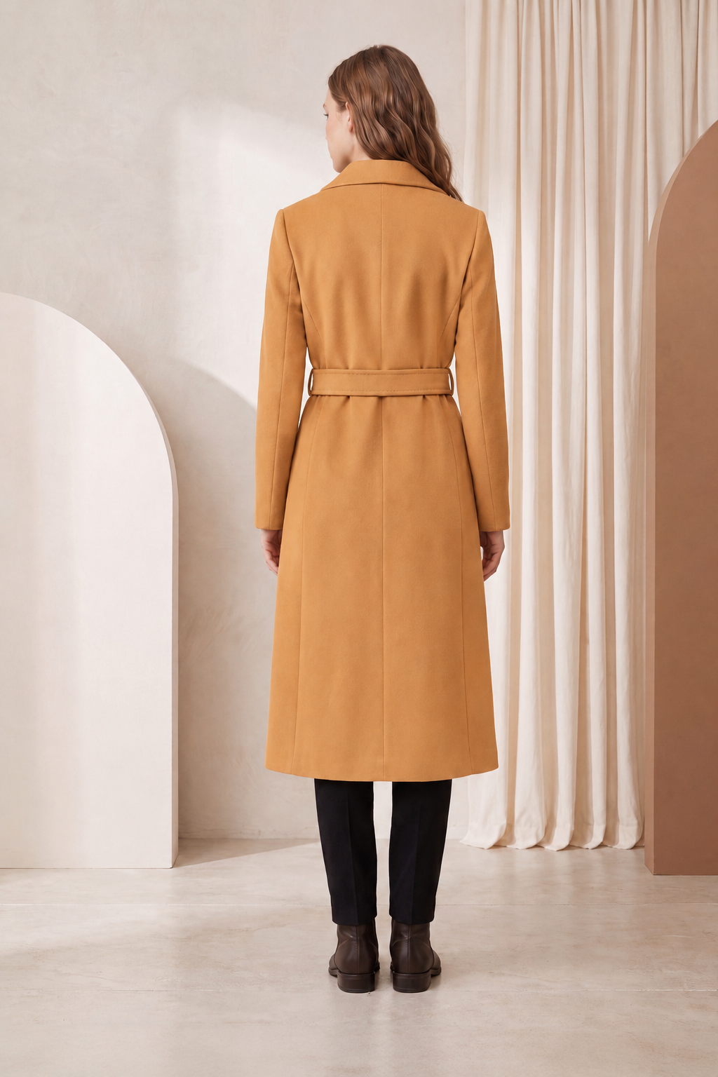 Full Length Belted Coat in Pure Cashmere