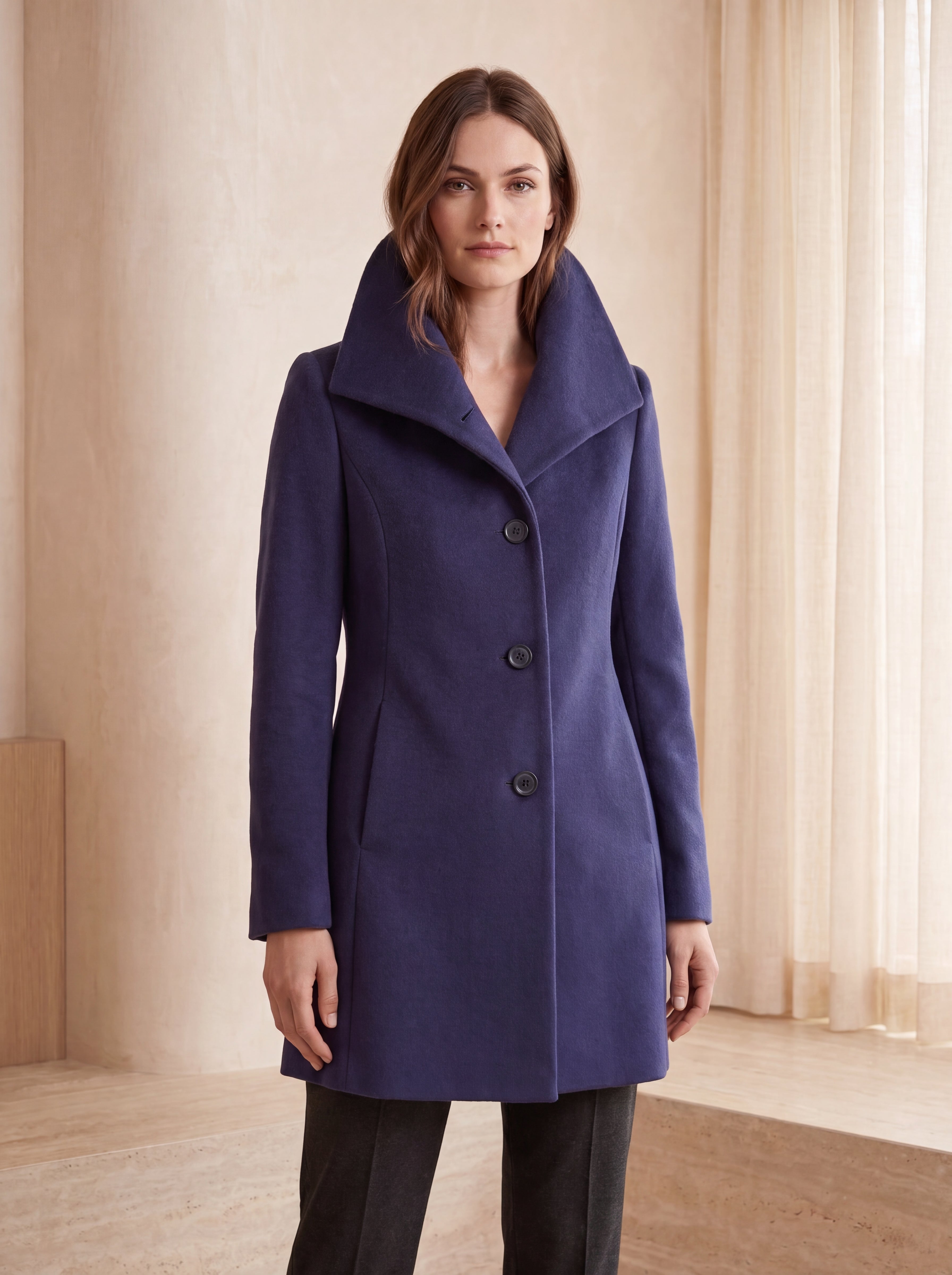 Short Funnel Coat in Pure Cashmere