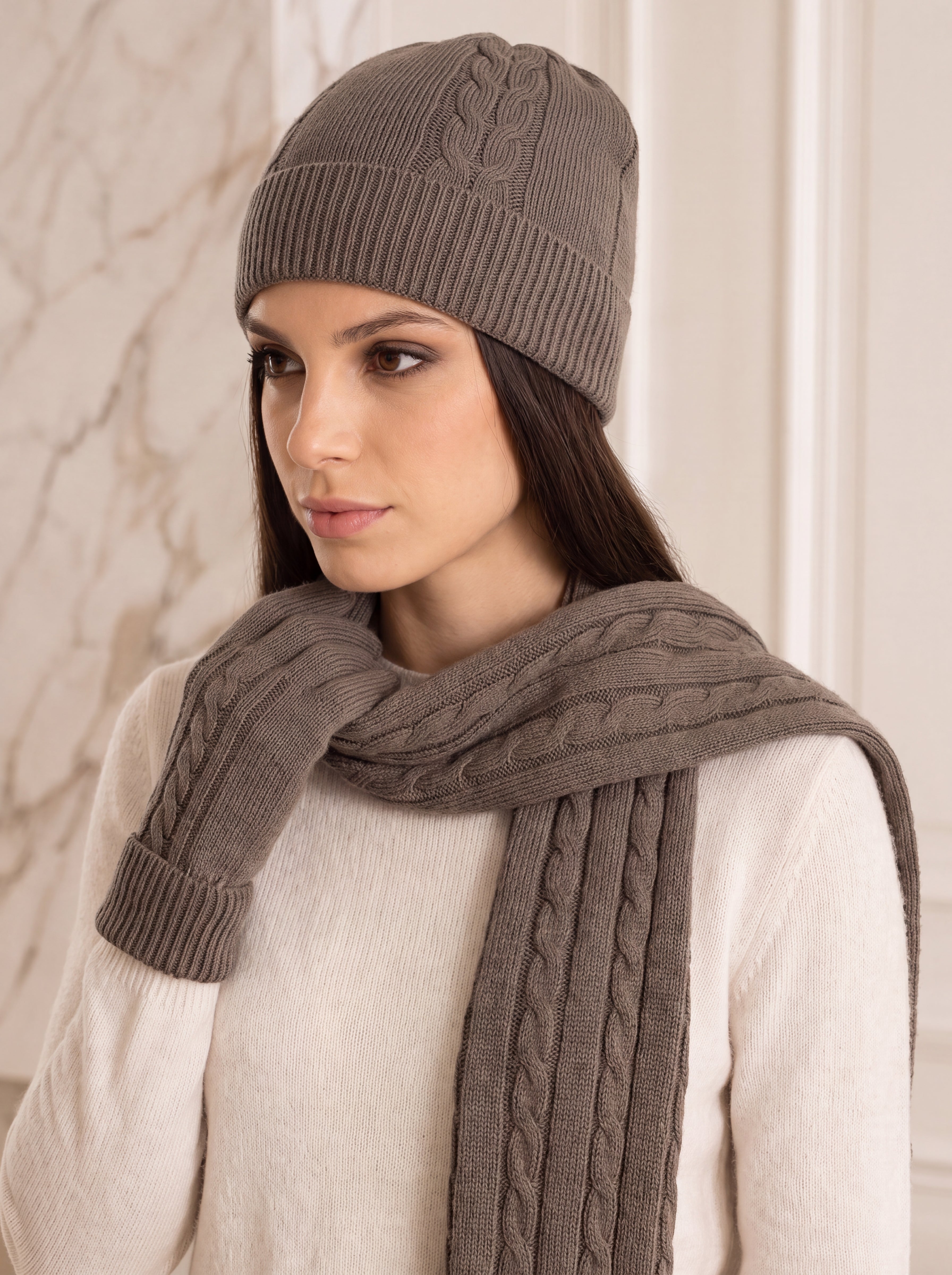 Unisex Pure Cashmere Scarf, Hat and Gloves Set