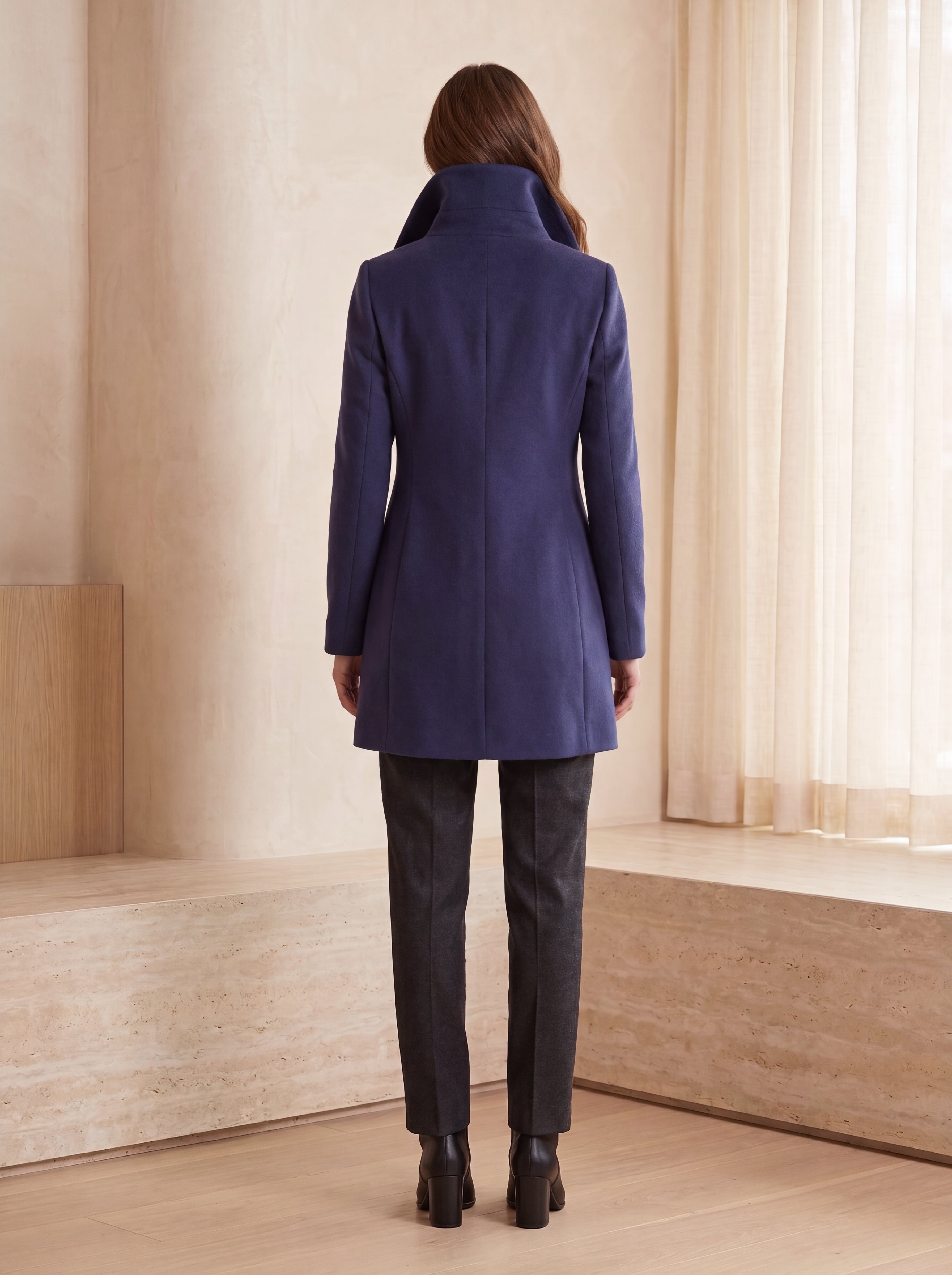Short Funnel Coat in Pure Cashmere