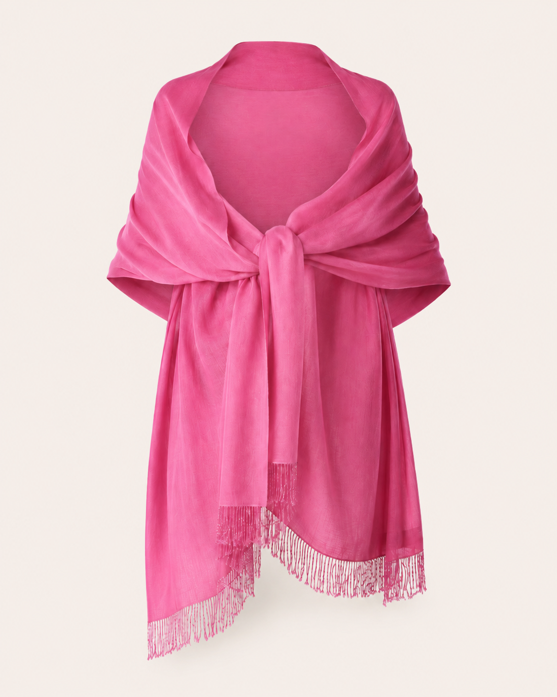 Pashmina Shawl With Beaded Tassels - Magenta Pink - Magenta Pink