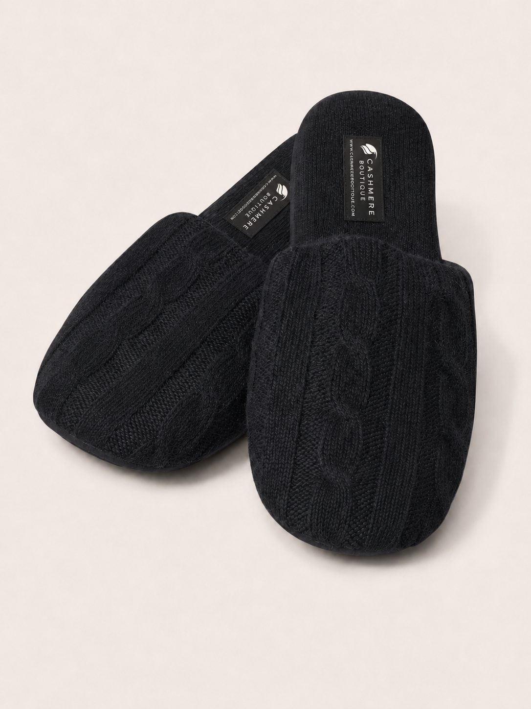 Pure Cashmere Slippers - black