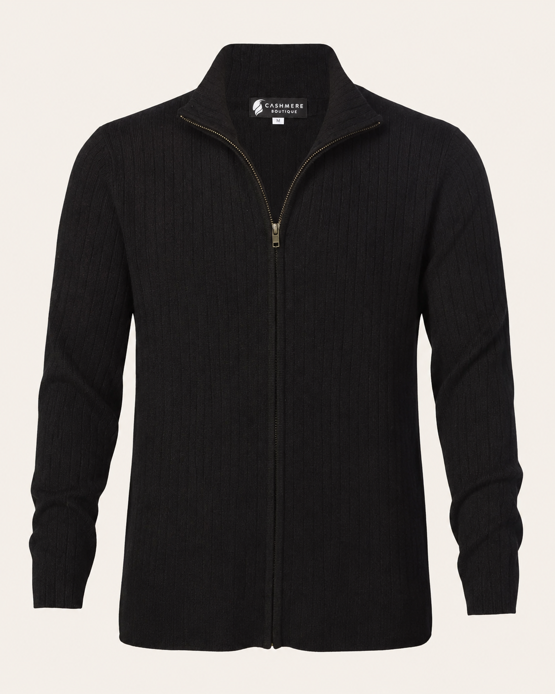Men's Pure Cashmere Zip Cardigan Jacket - black