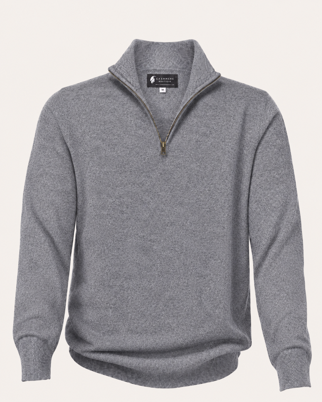 Men's Pure Cashmere Half Zip Sweater - faded pewter