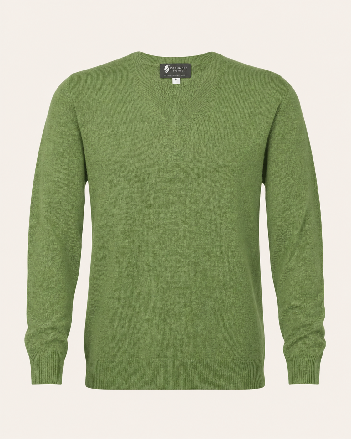 Pure Cashmere V-Neck Spring Sweater for Men - sage green