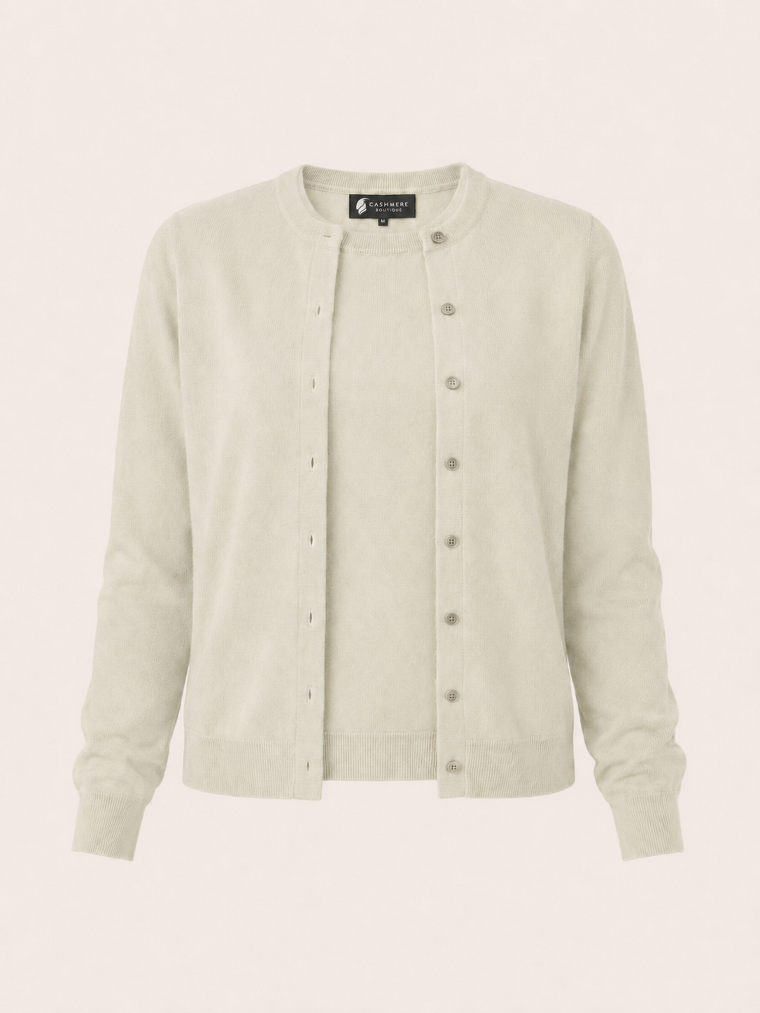 Women's Cashmere Cardigan Twin Sweater Set - vanilla