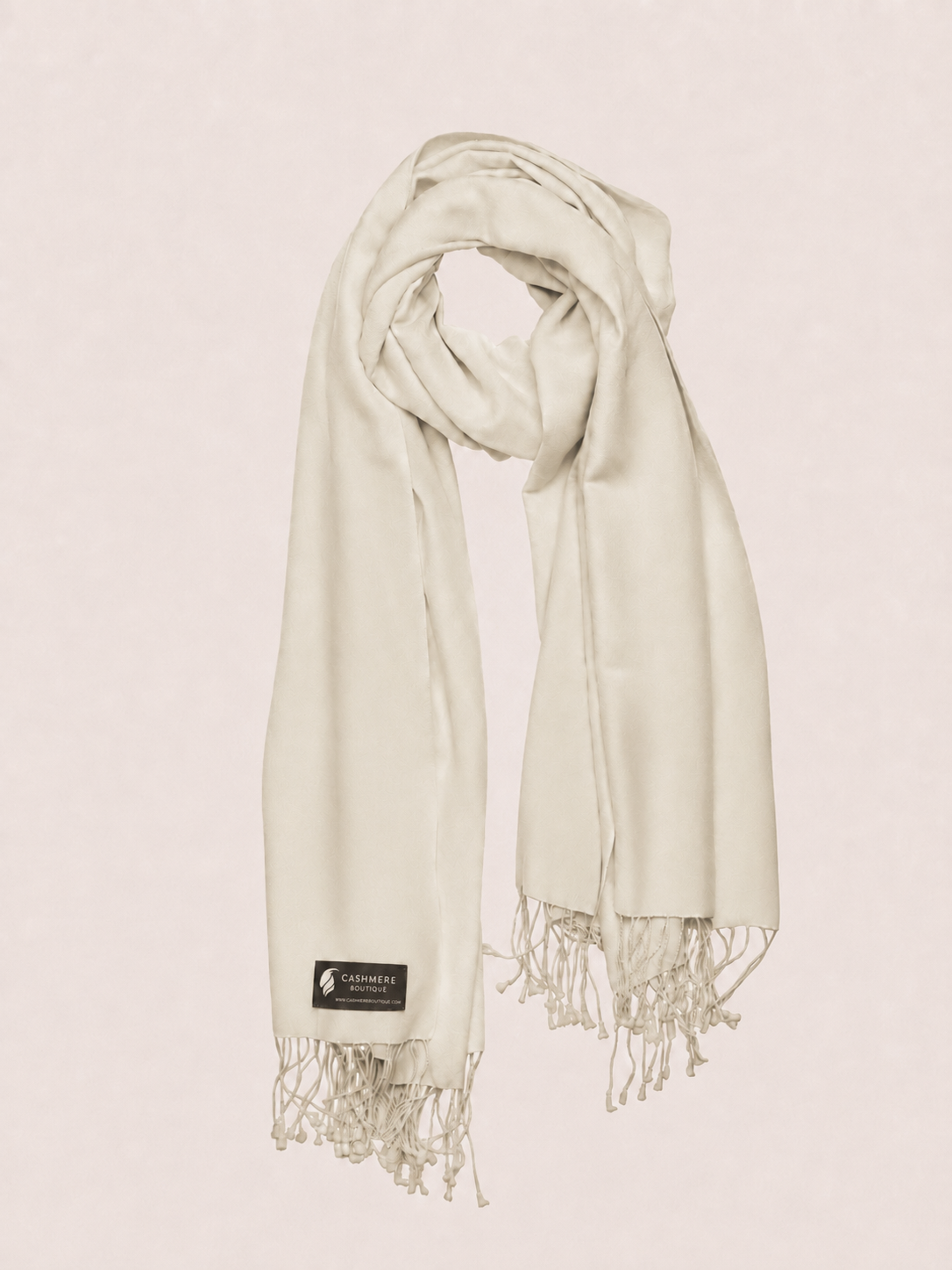 Pashmina and Silk Wrap - Natural White